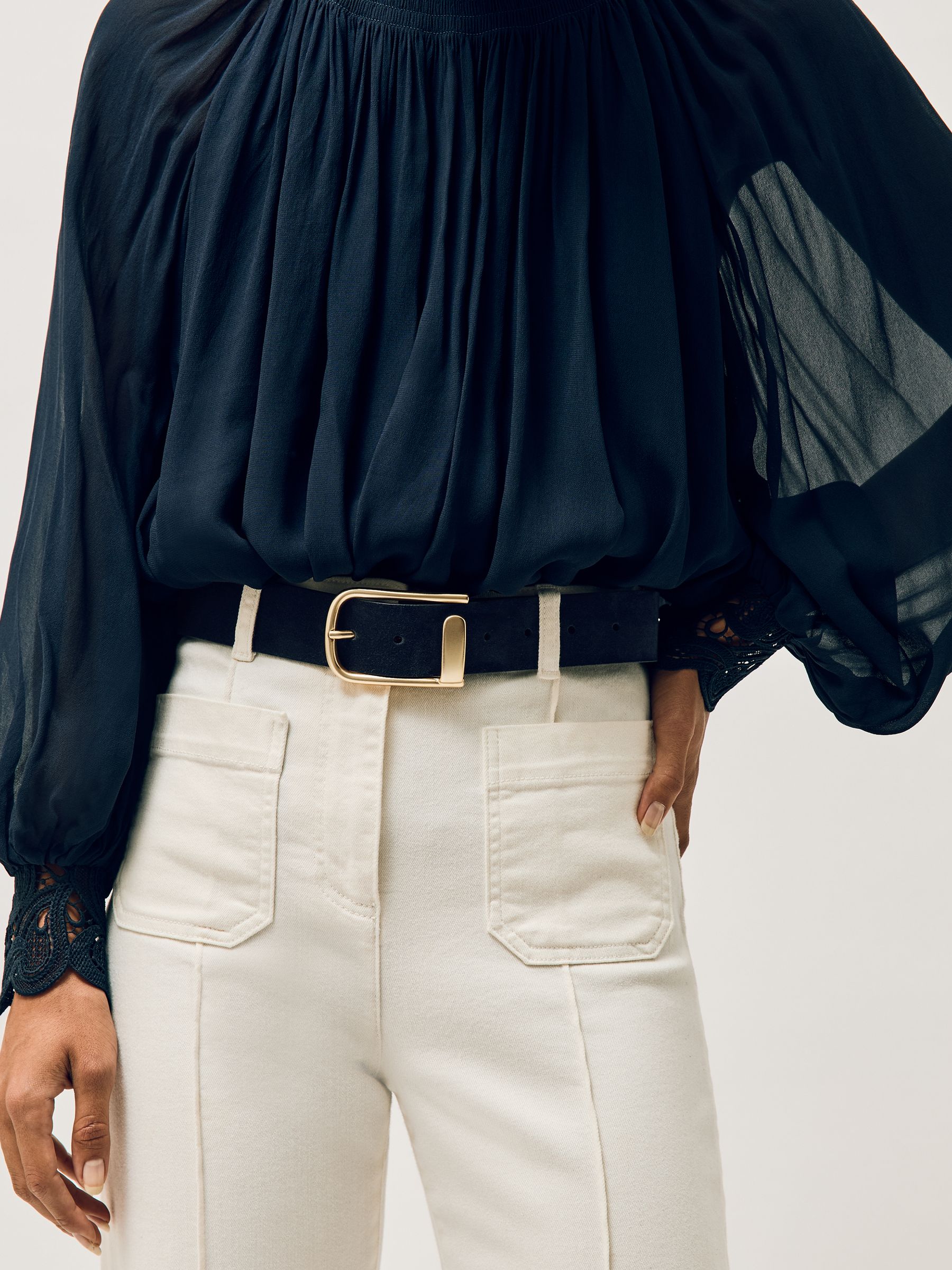 Leather Half Keeper Belt in Tan