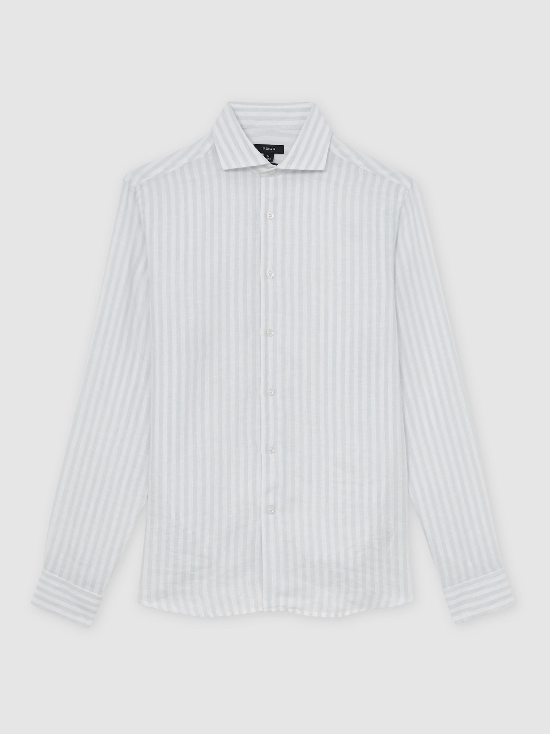 Linen Stripe Long-Sleeve Shirt in Pale Blue/White Stripe