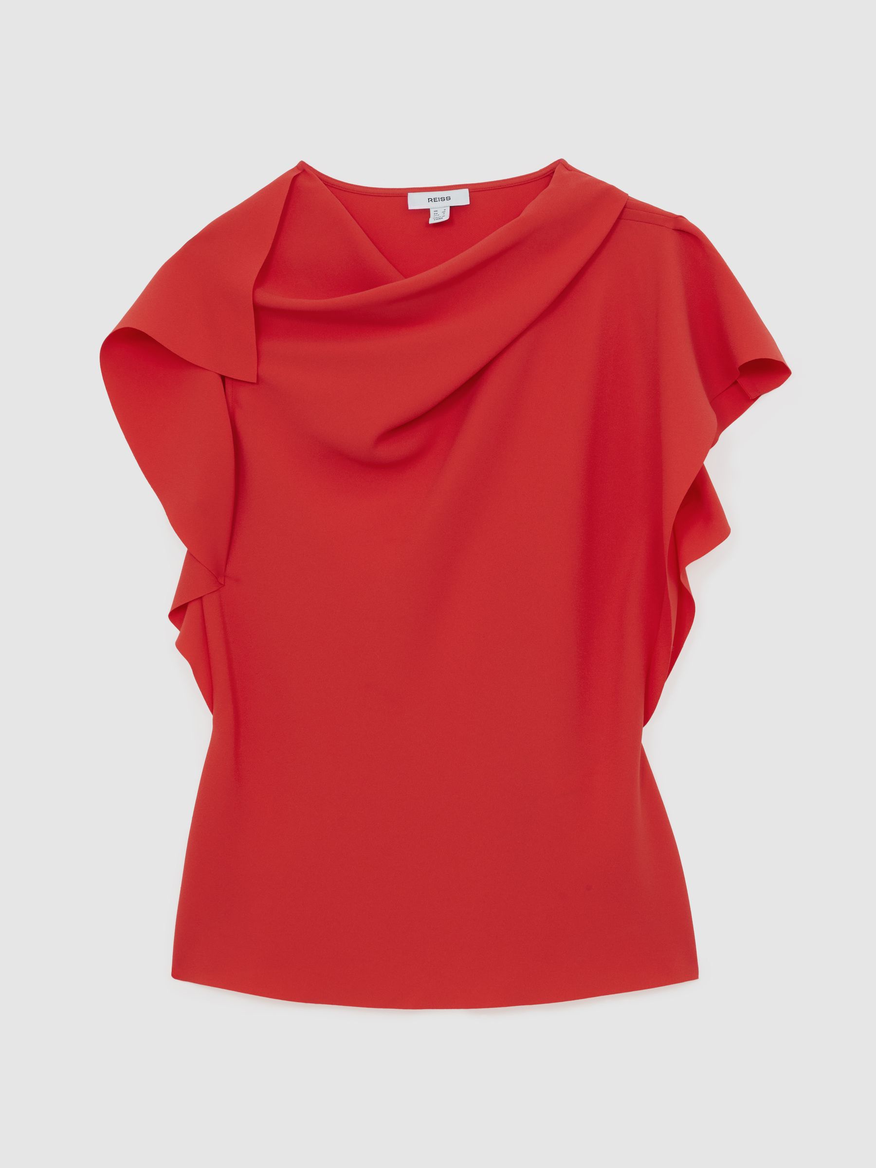 Asymmetric Drape-Neck Top in Orange