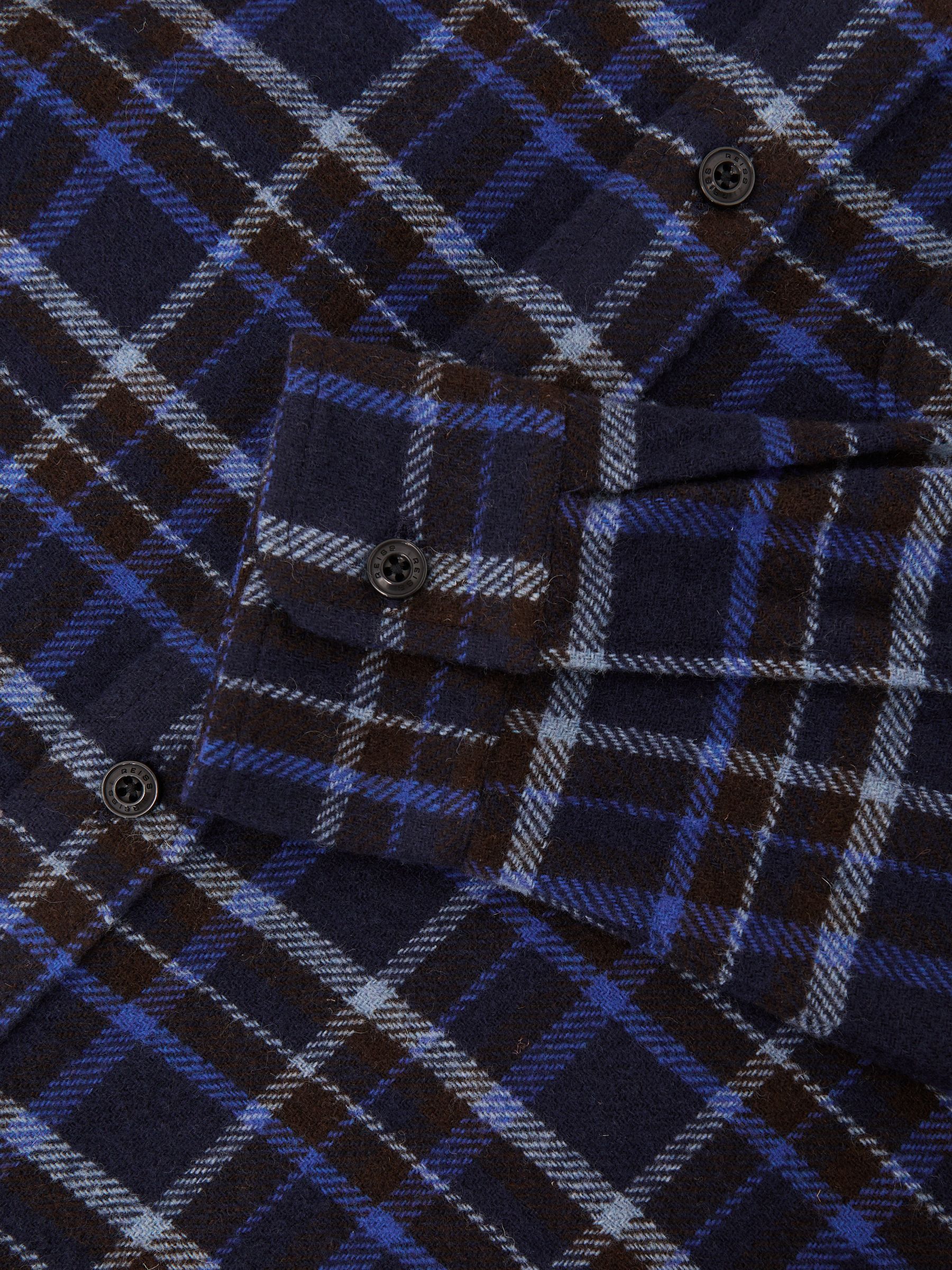 Check Button-Through Overshirt with Wool in Navy