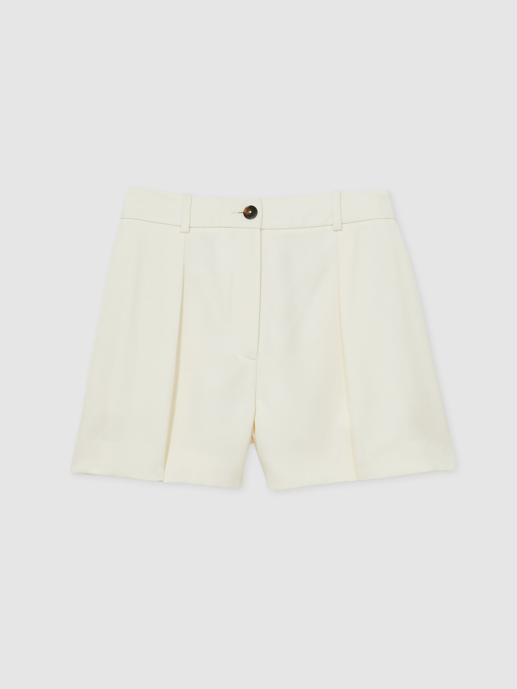 Single-Pleat Tailored Shorts in Cream