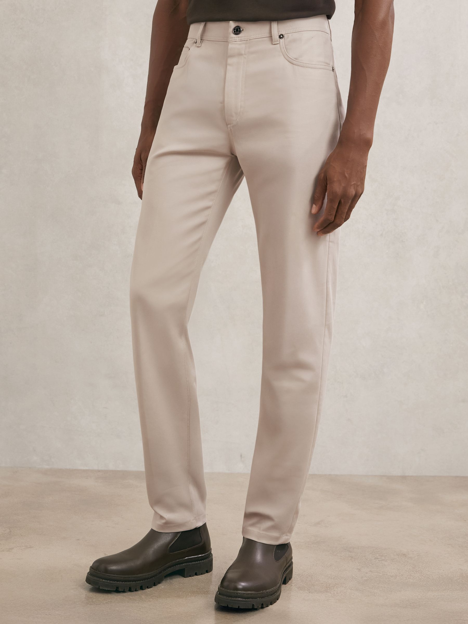 Slim-Fit Five-Pocket Trousers in Stone