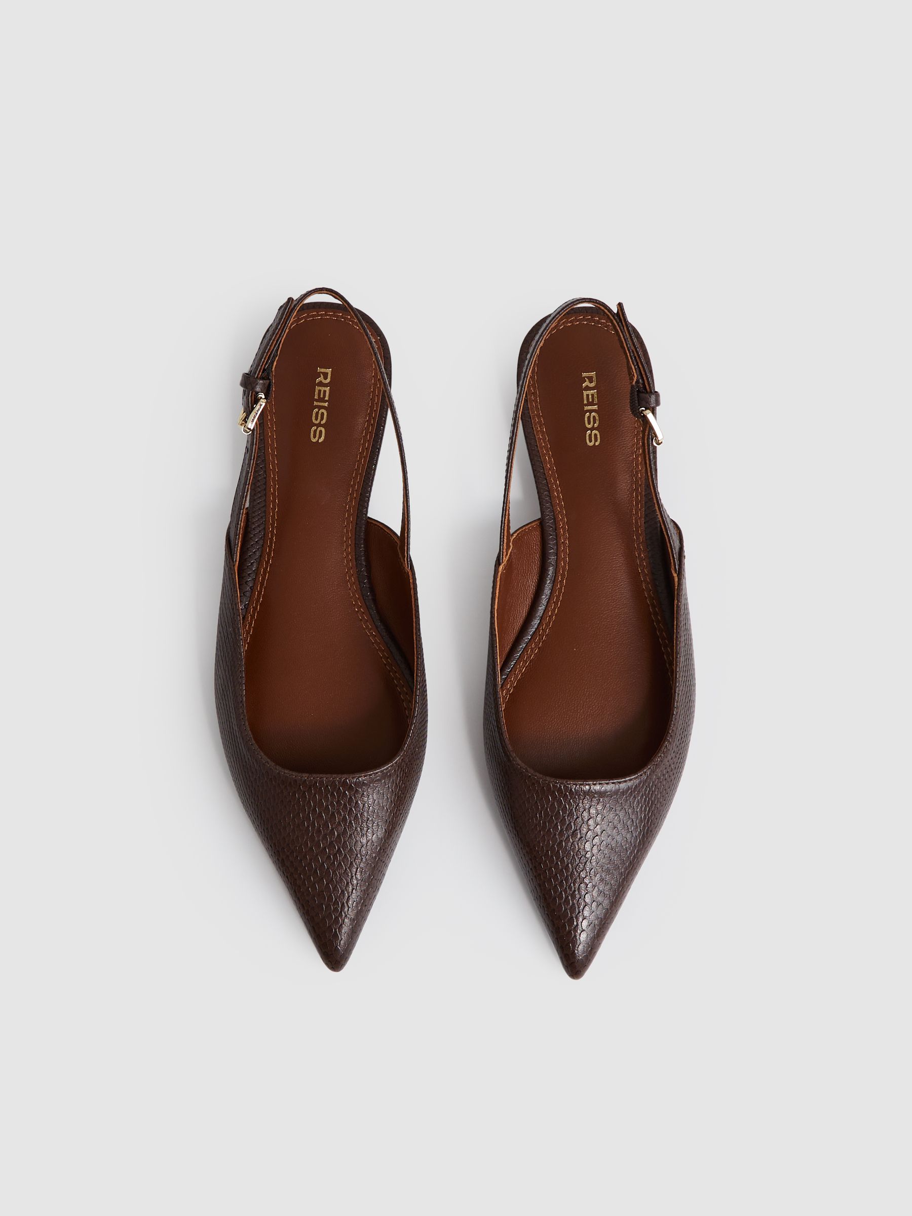 Leather Slingback Ballet Flats in Chocolate