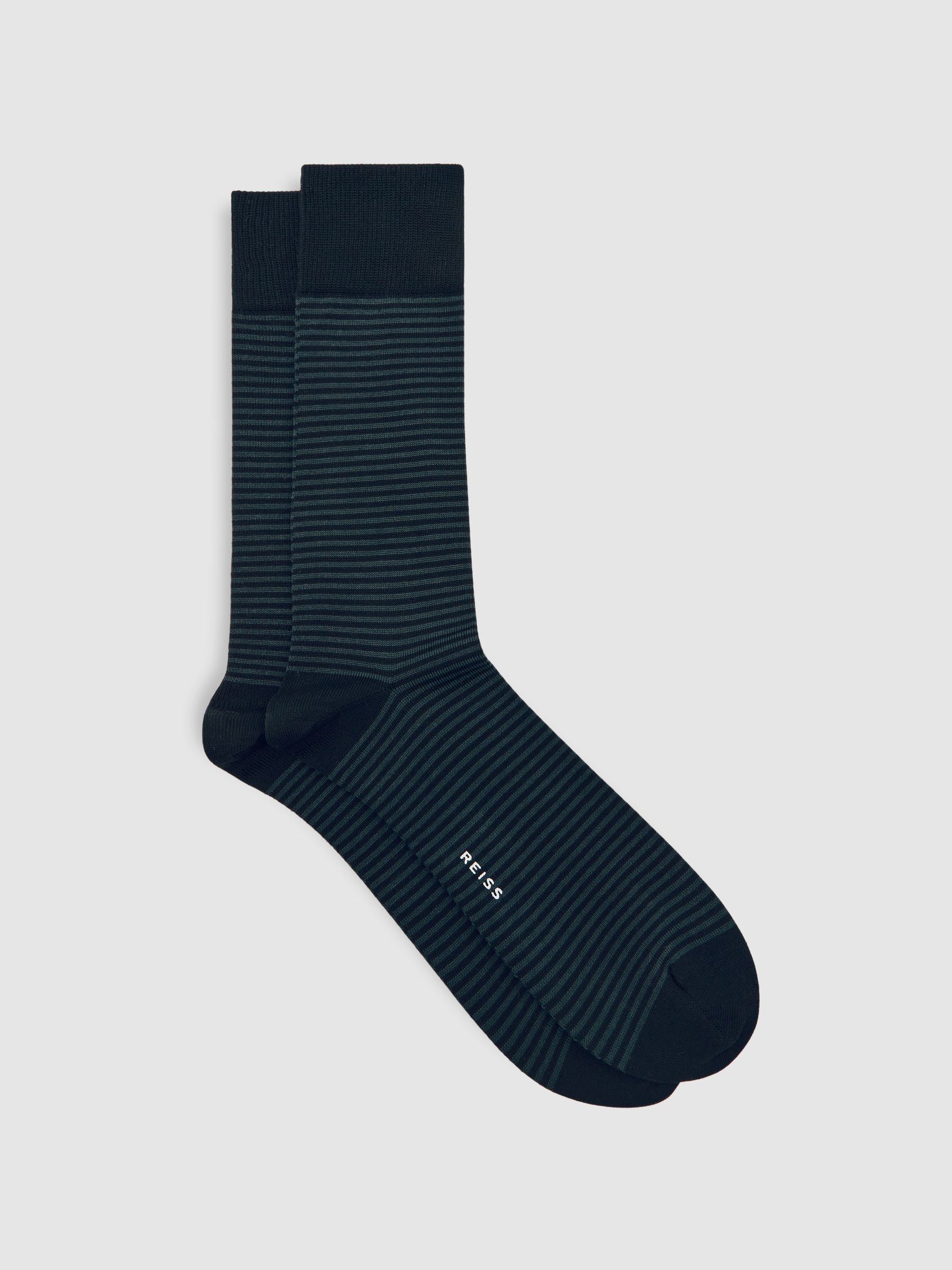 Striped Socks in Black/Dark Green