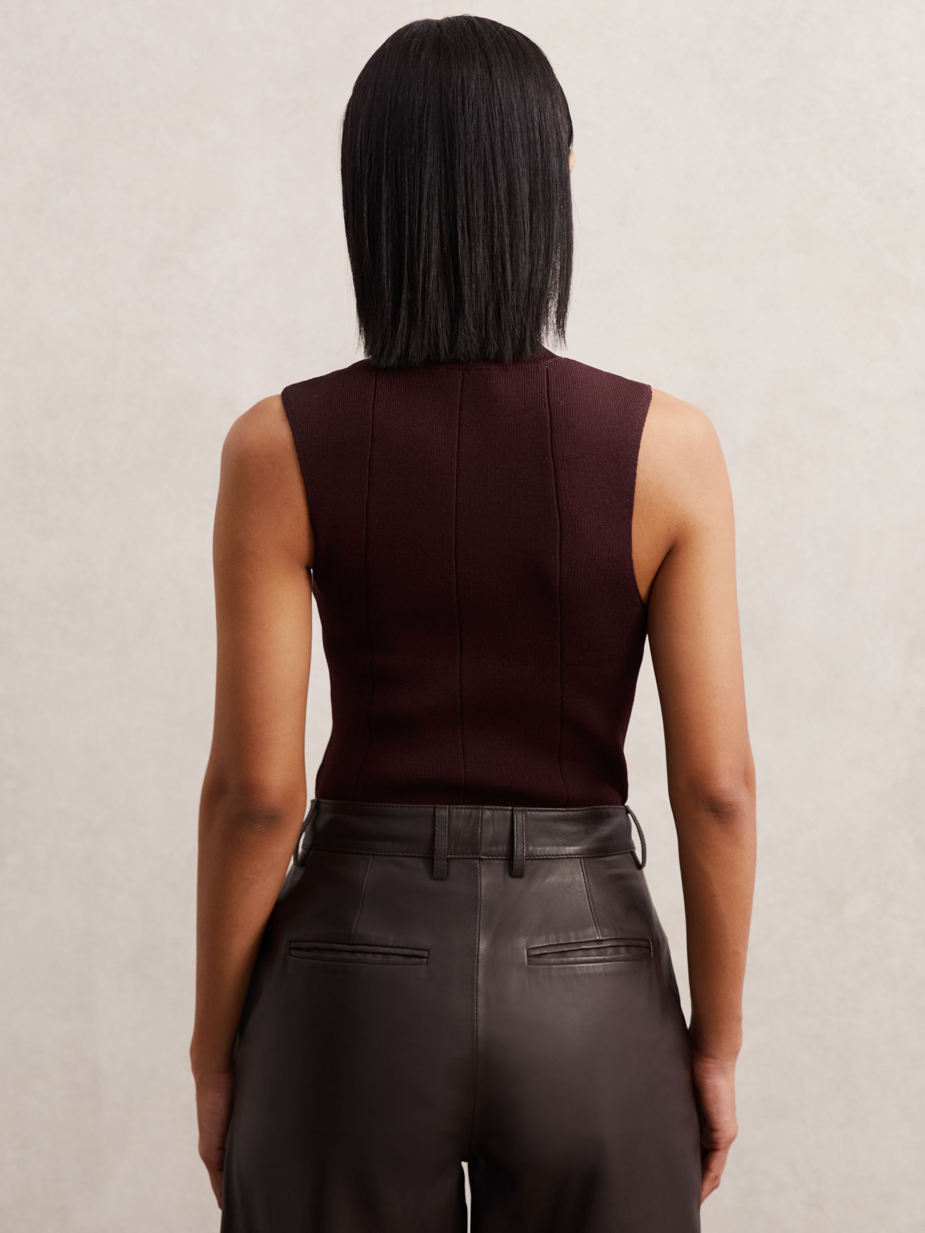 High Neck Sleeveless Top in Burgundy