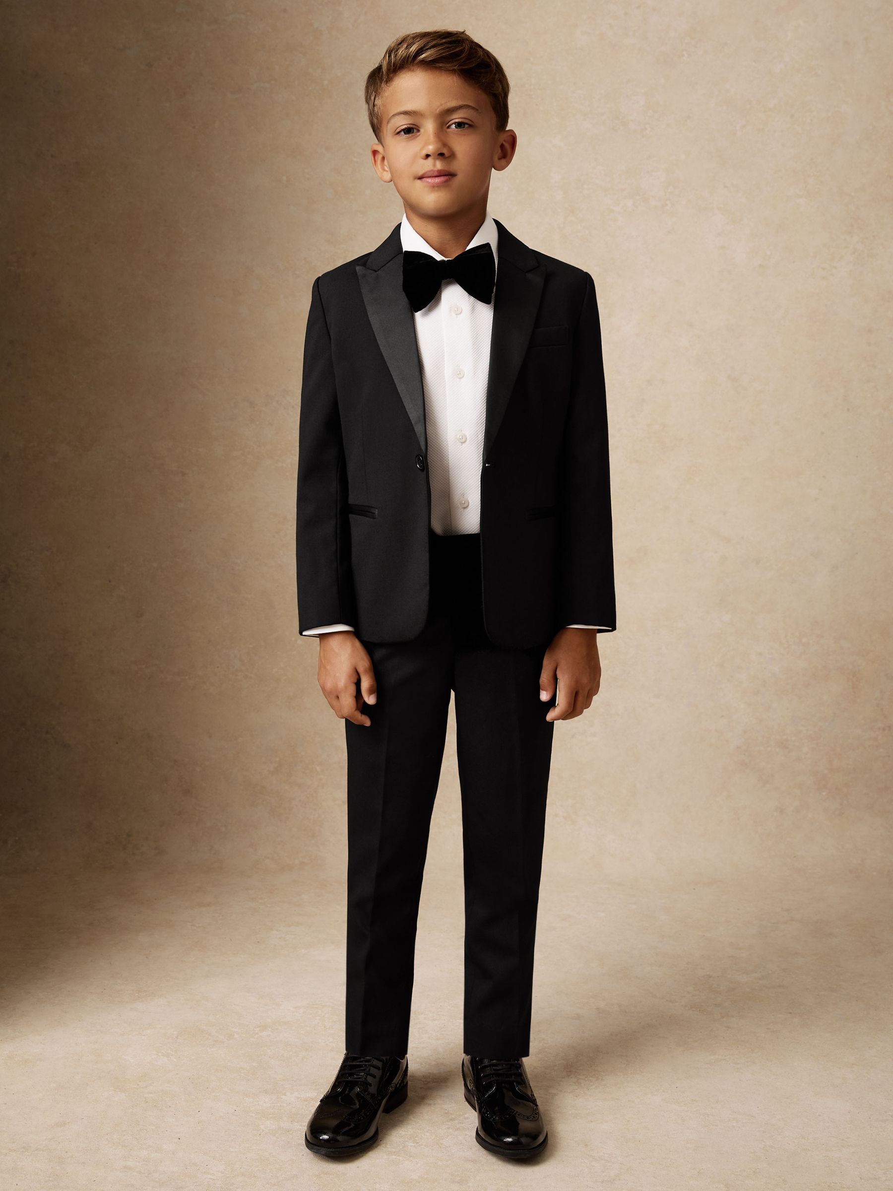 Double-Breasted Tuxedo Blazer Wool-Blend in Black