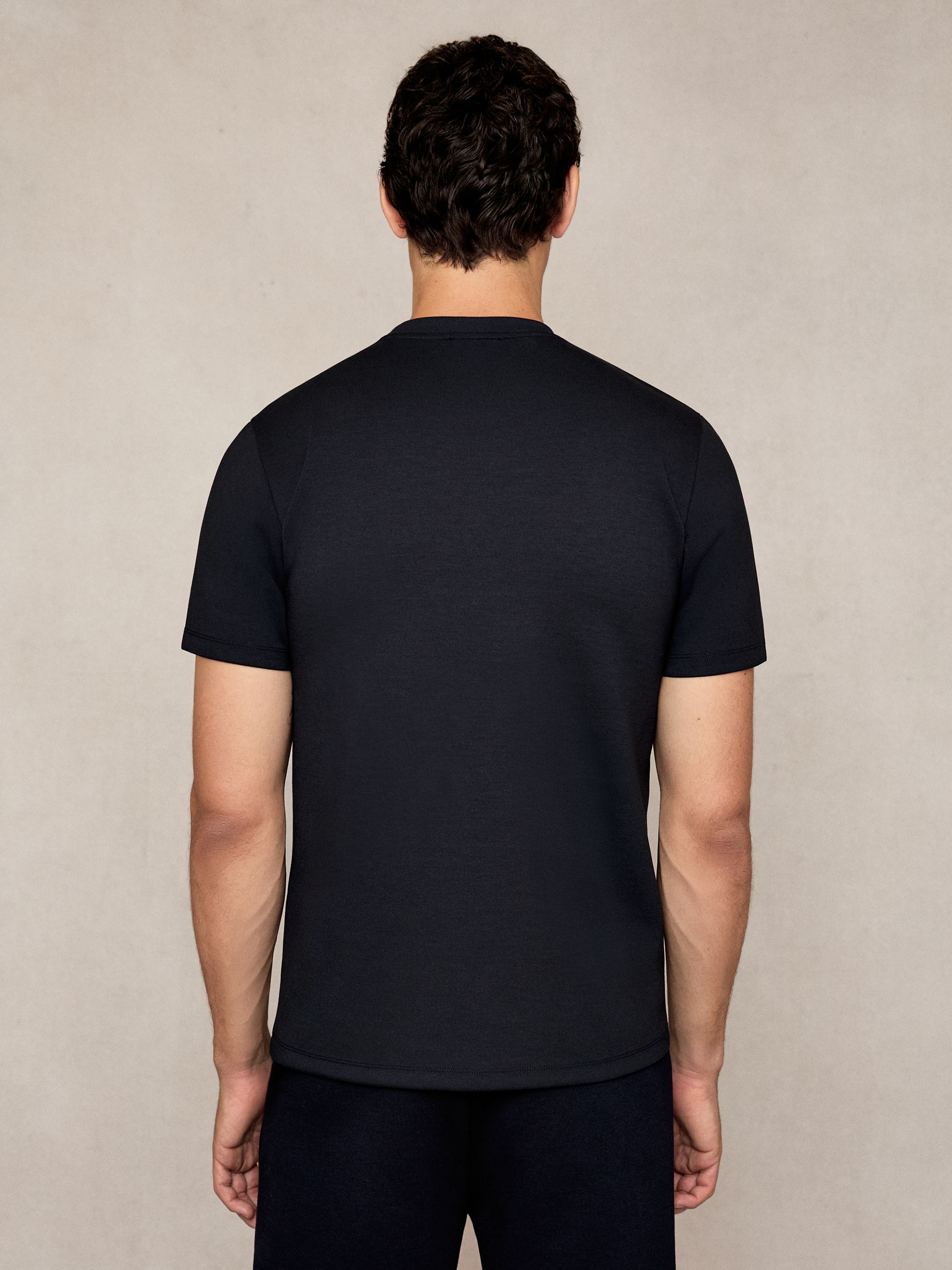 Premium Interlock Crew-Neck T-Shirt in Navy Blue