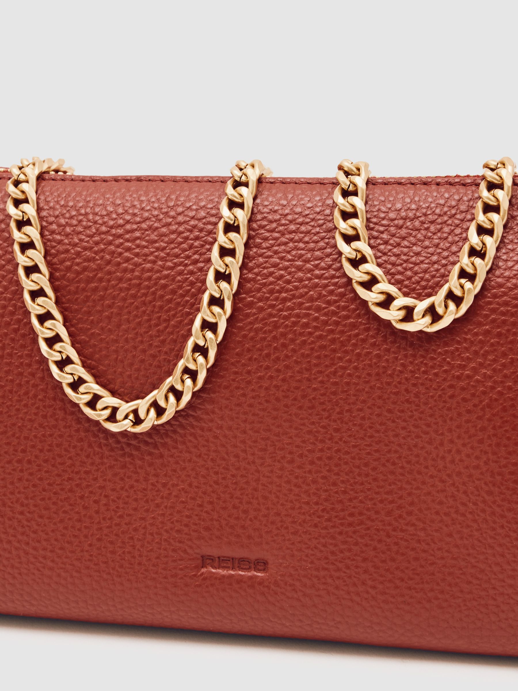 Leather Double-Pouch Crossbody Bag in Red