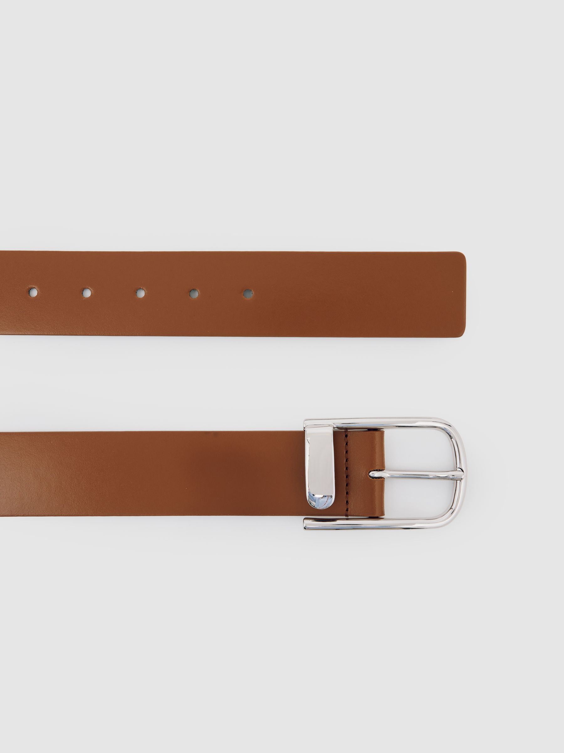 Leather Half Keeper Belt in Tan Sliver