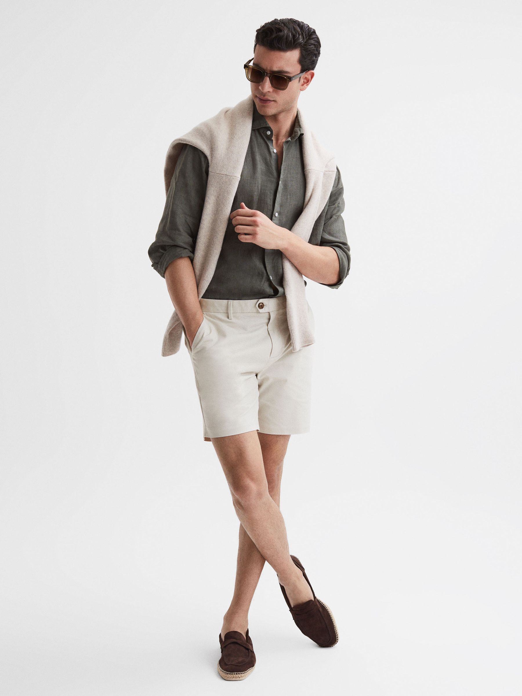Short Length Casual Chino Shorts in Chalk
