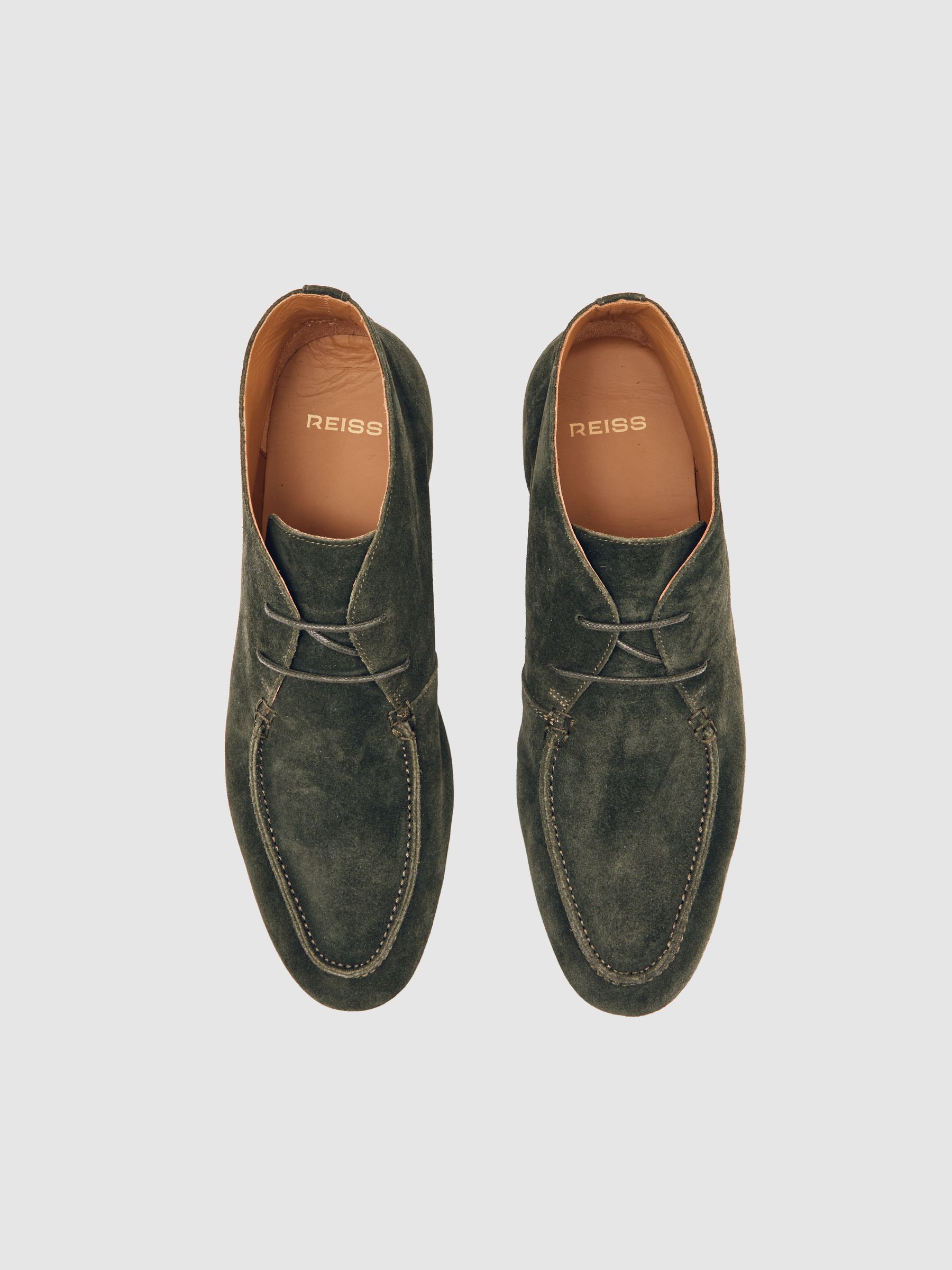 Suede Lace-Up Chukka Boots in Forest Green