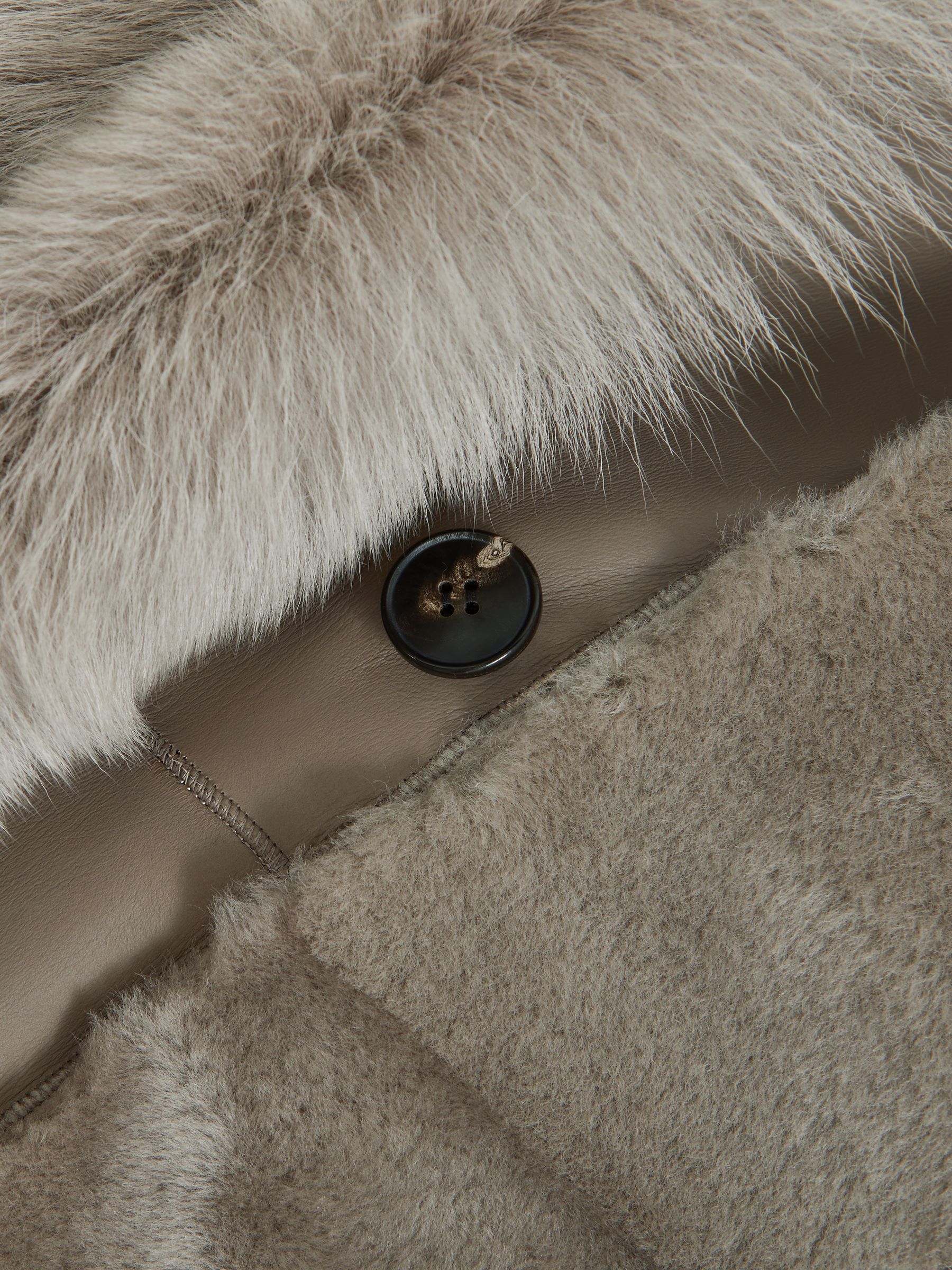 Shearling And Leather Coat in Neutral