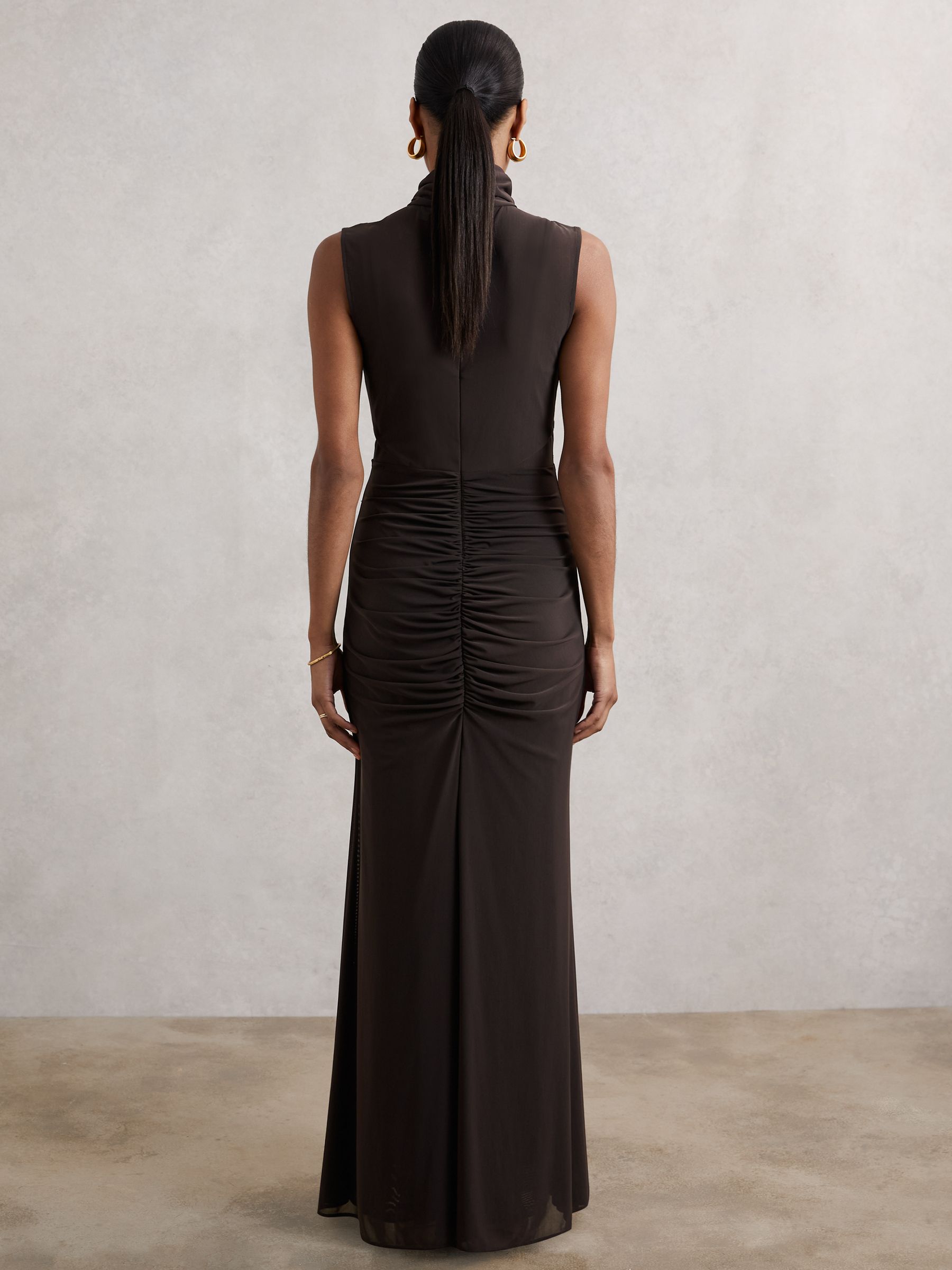 Ruched Sleeveless Maxi Dress in Grape