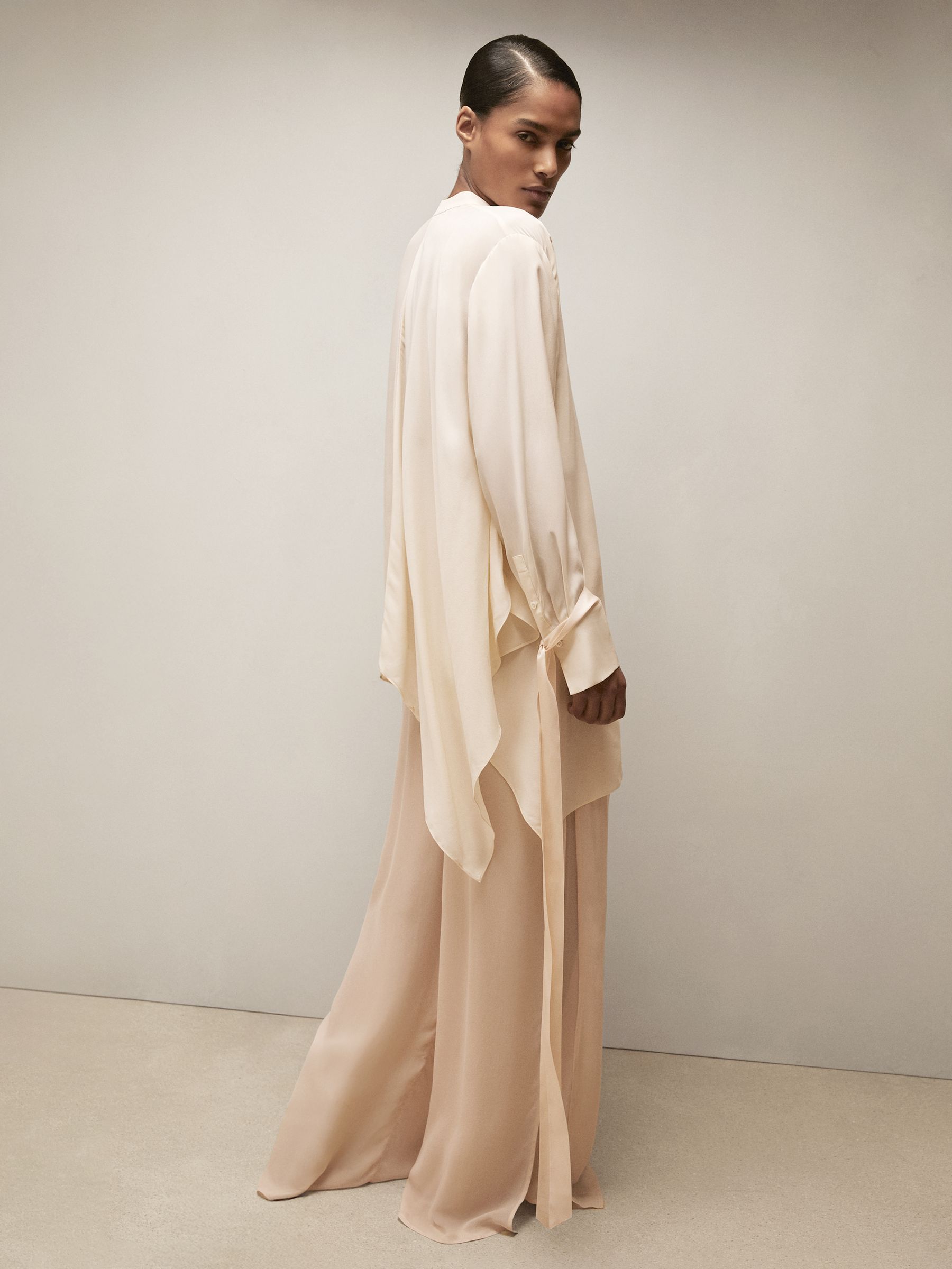 Reiss | Royal Ballet Tie-Cuff Blouse in Cream