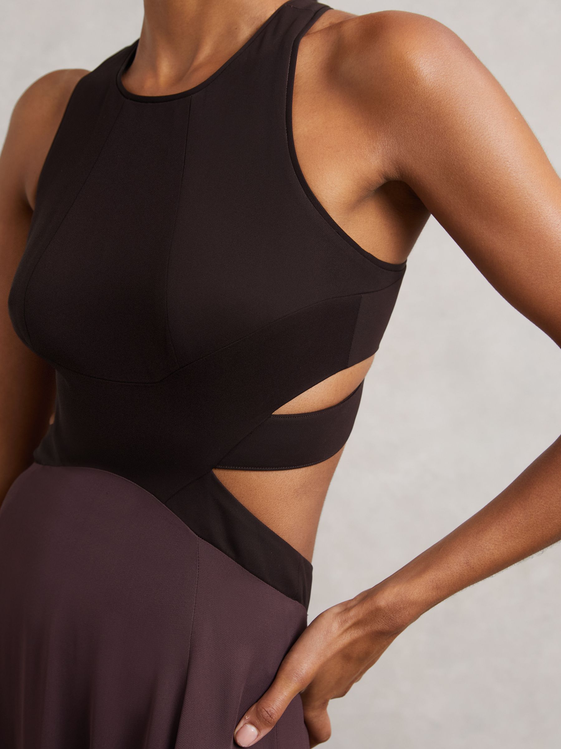 Cut-Out Racerback Maxi Dress in Burgundy