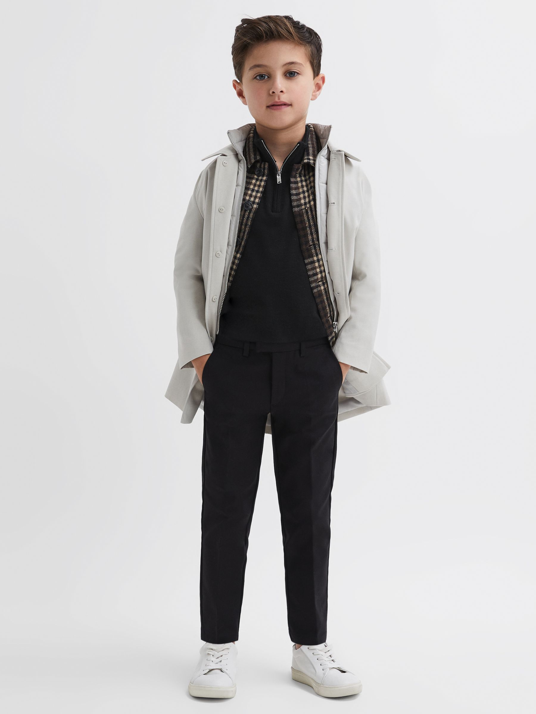 9-14 yrs Merino Wool Zip-Neck Jumper in Black