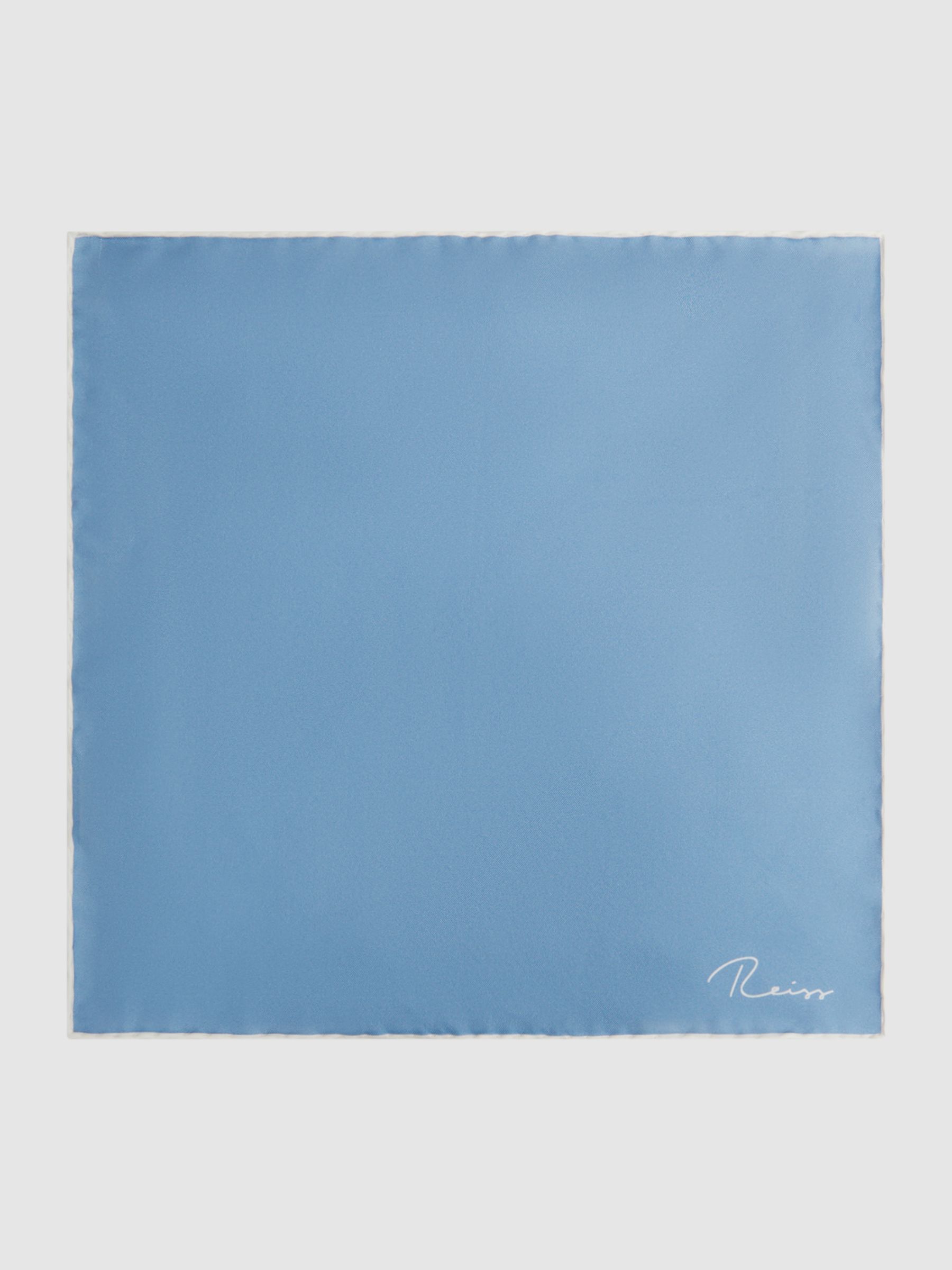 Plain Silk Pocket Square in Soft Blue
