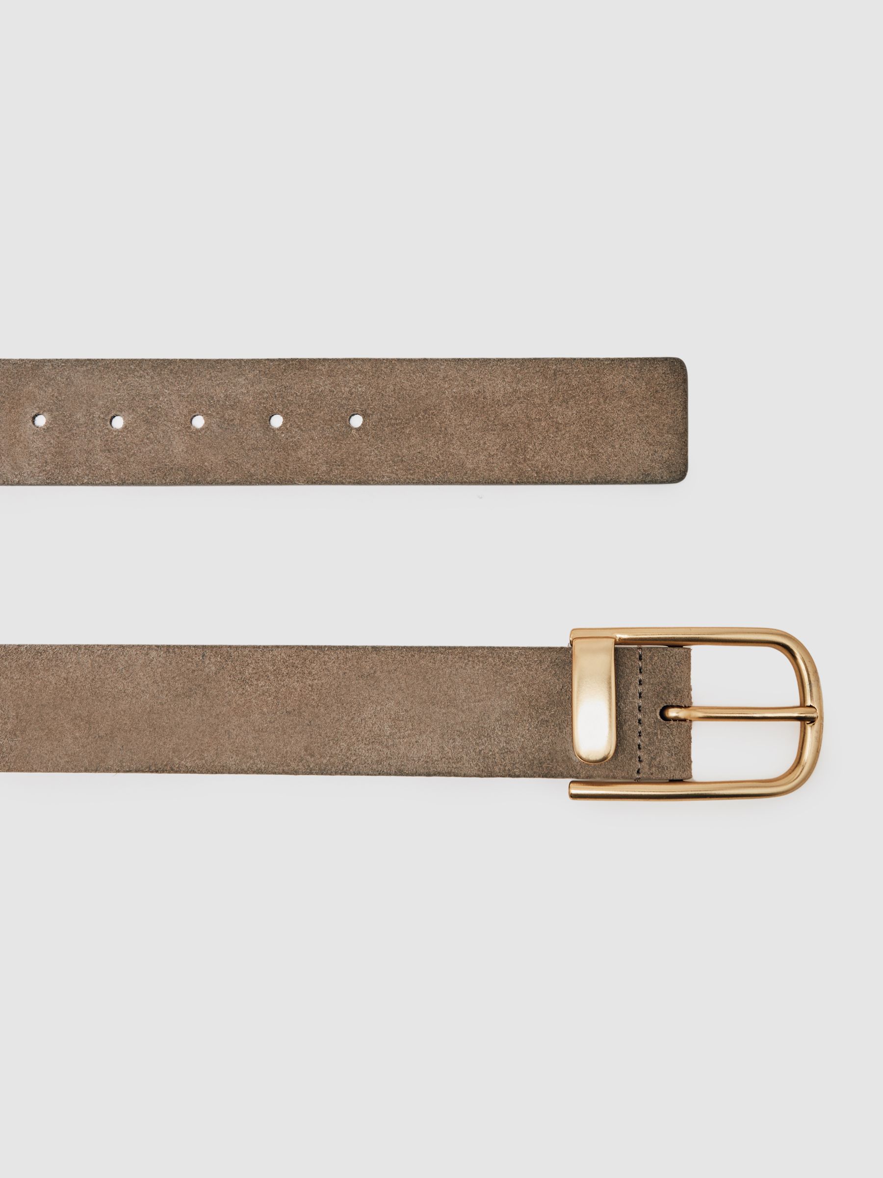 Leather Half Keeper Belt in Grey