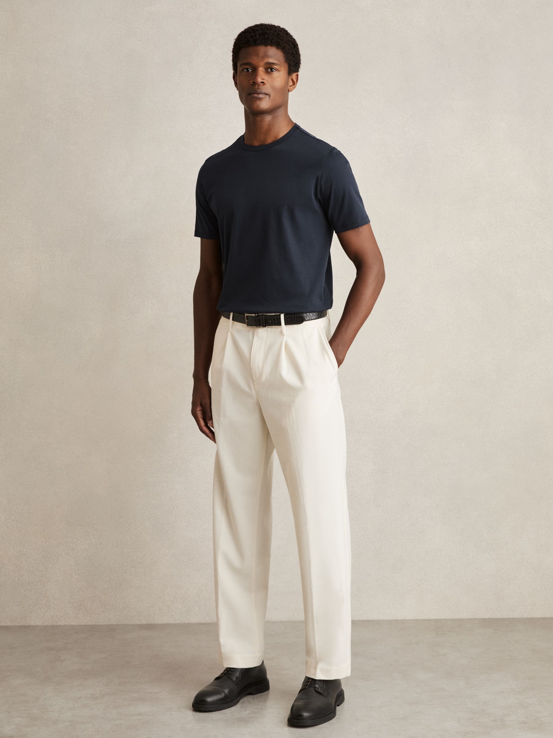 Airwater-Cotton Crew-Neck T-Shirt in Navy