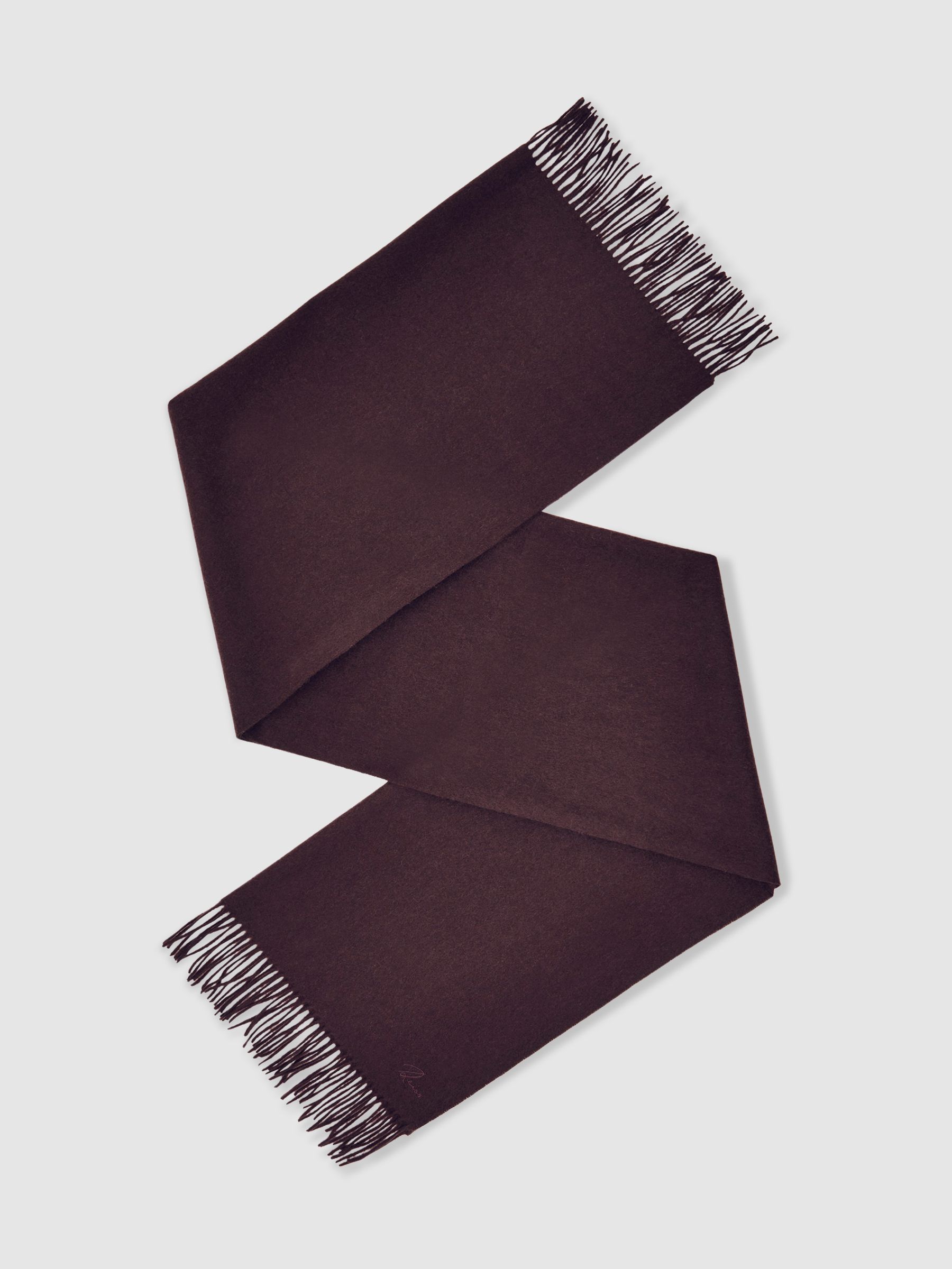 Wool-Cashmere Script-Logo Scarf in Burgundy