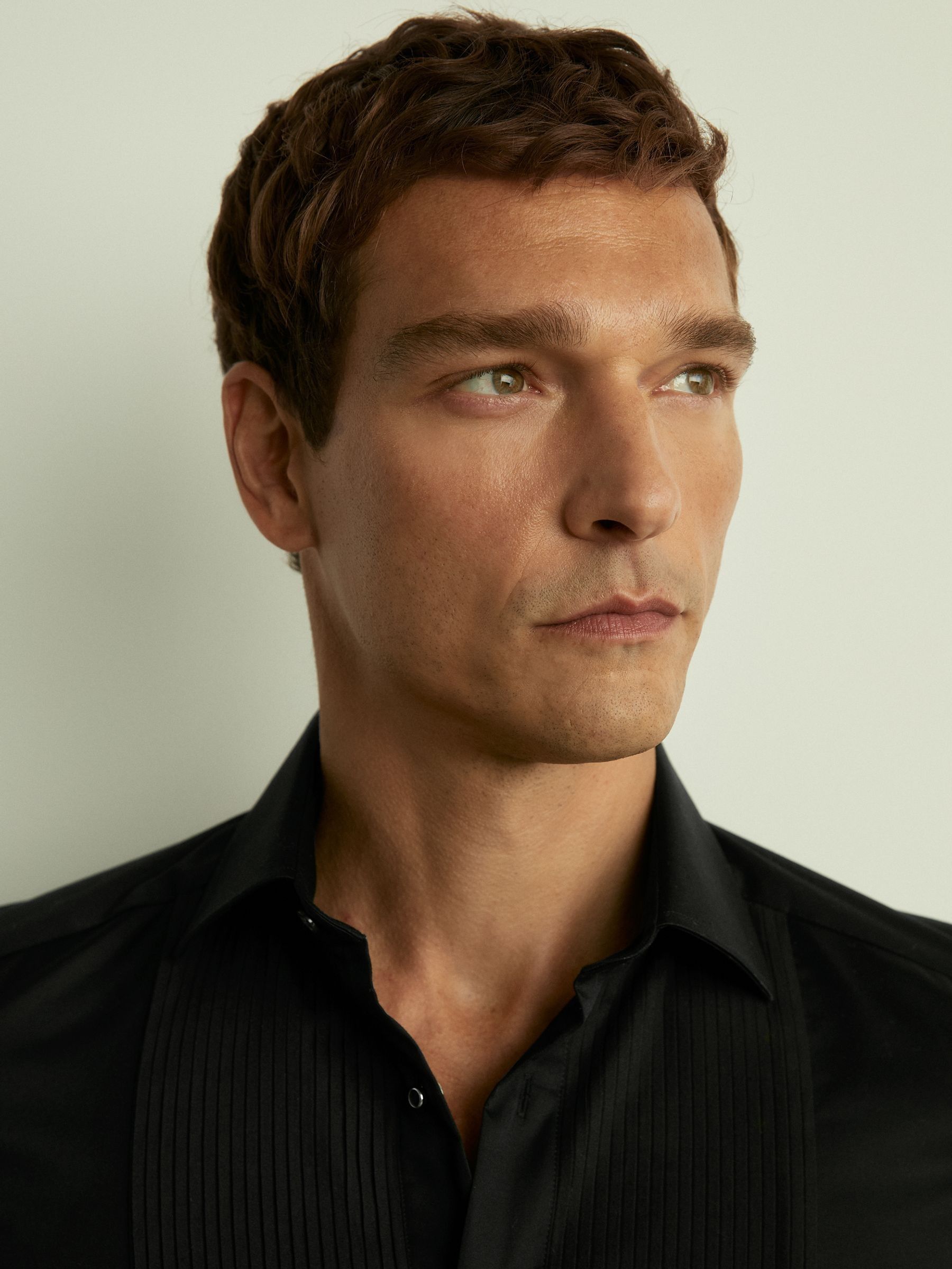 Regular Fit Cotton Marcella Tuxedo Shirt in Black