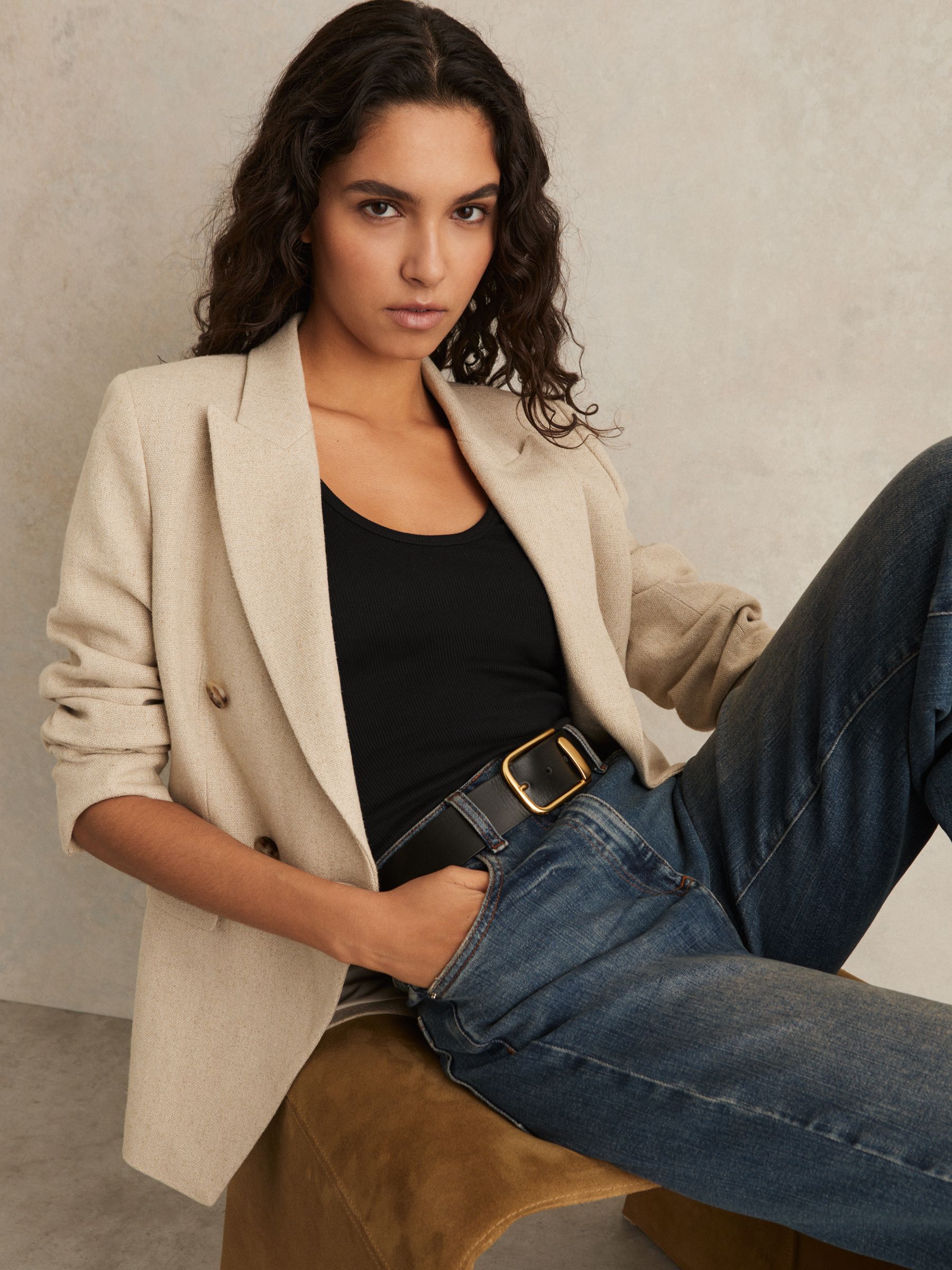 Stretch-Cotton Ribbed Vest in Black