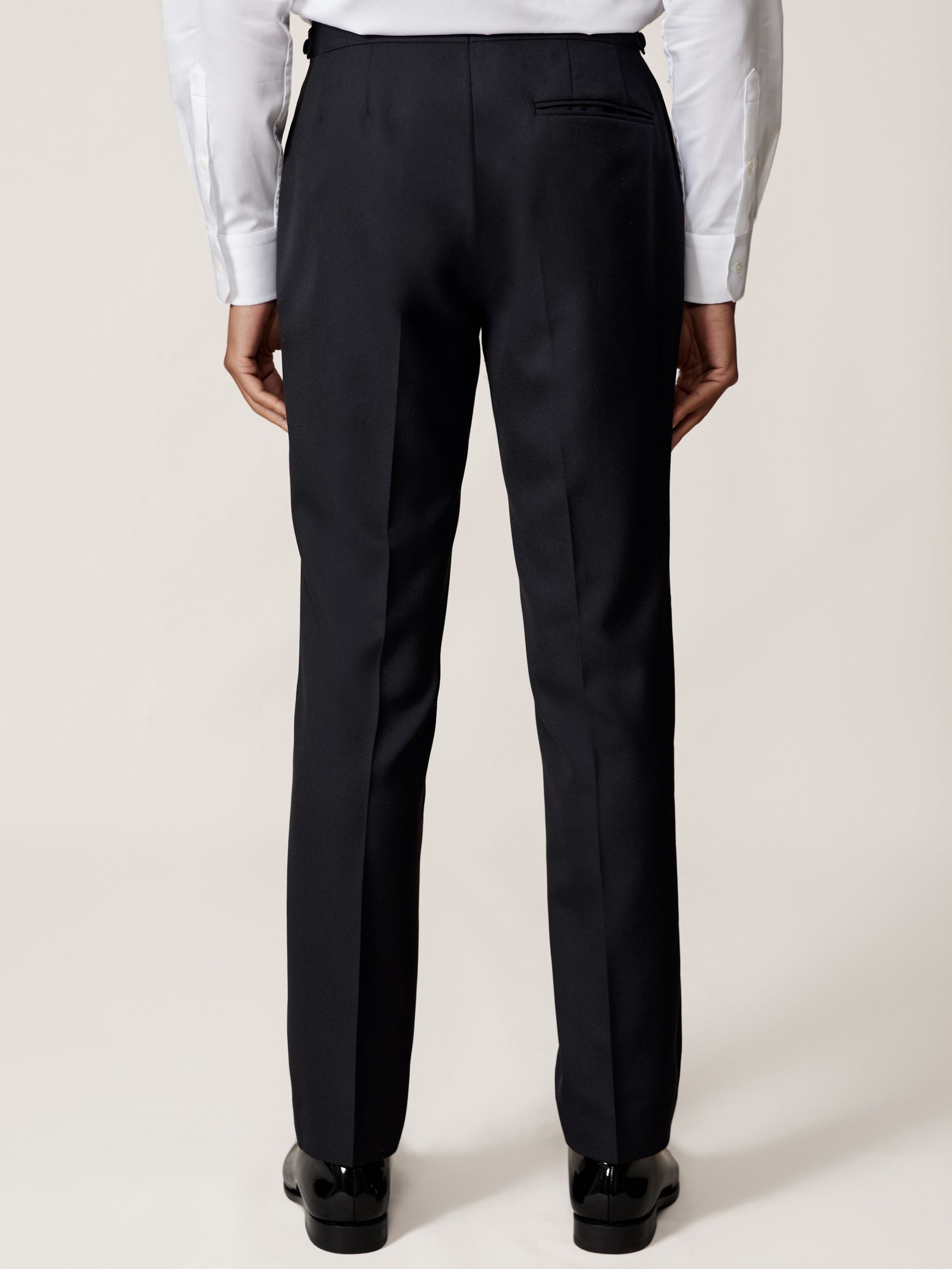 Wool-Blend Jacquard Tuxedo Trousers Tailored-Fit in Navy