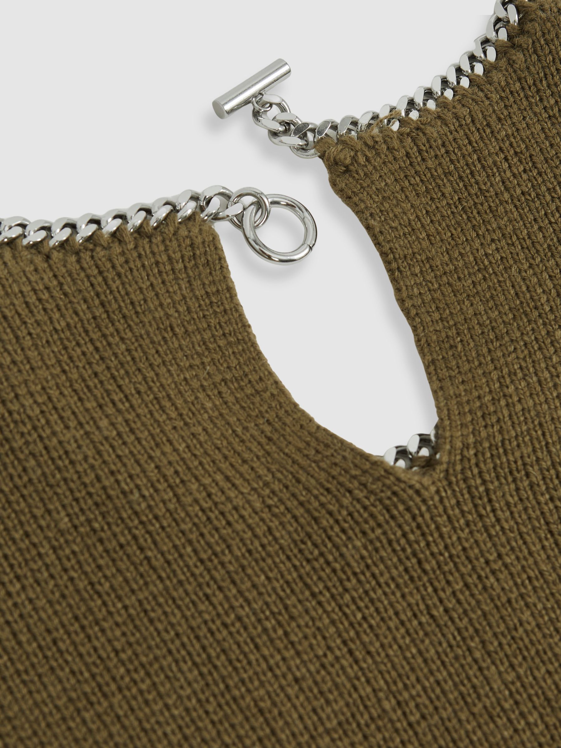 Wool-Blend Necklace-Trim Jumper with Cashmere in Sage Green
