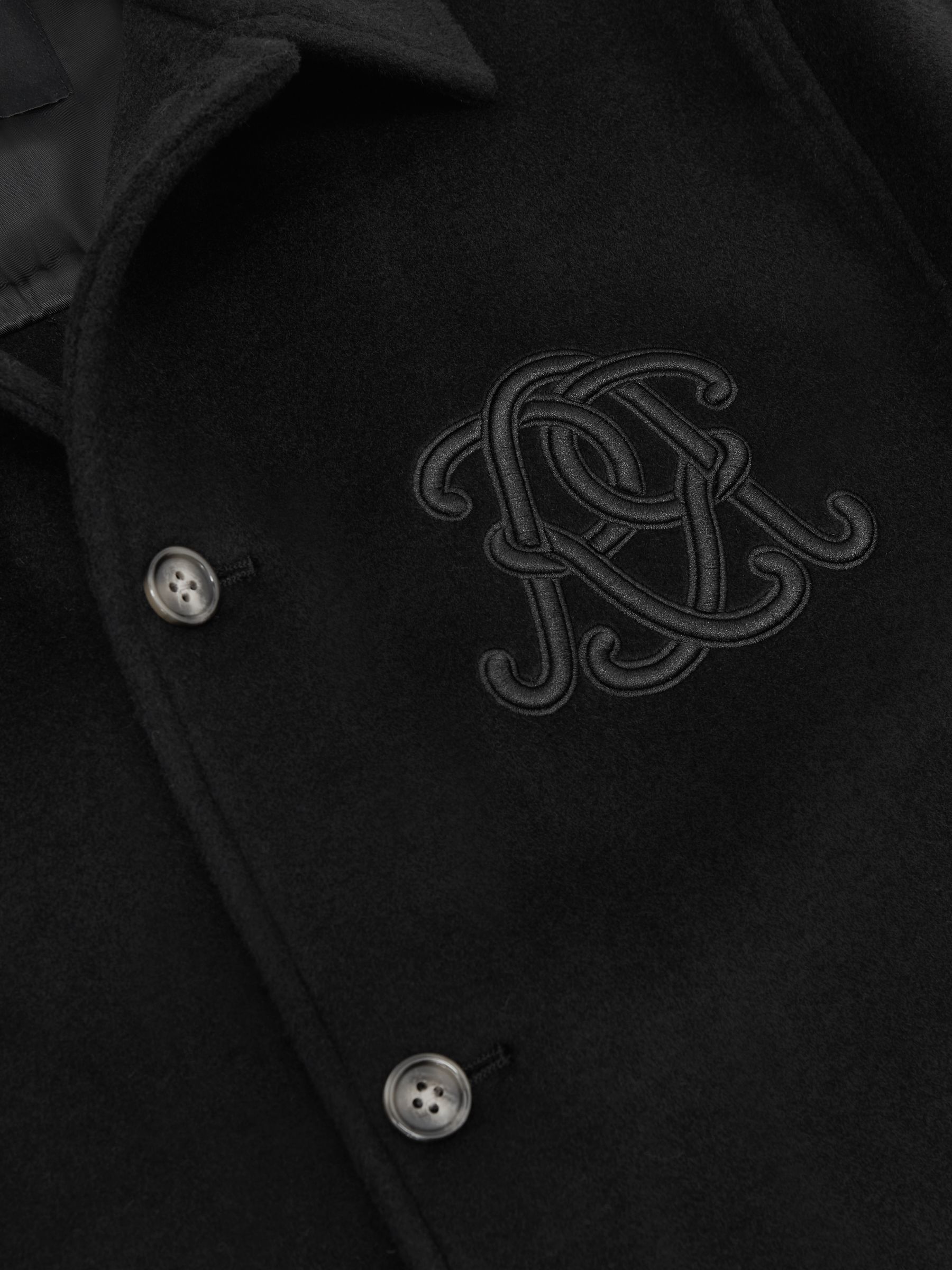 Monogram Wool-Blend Relaxed Overshirt in Black