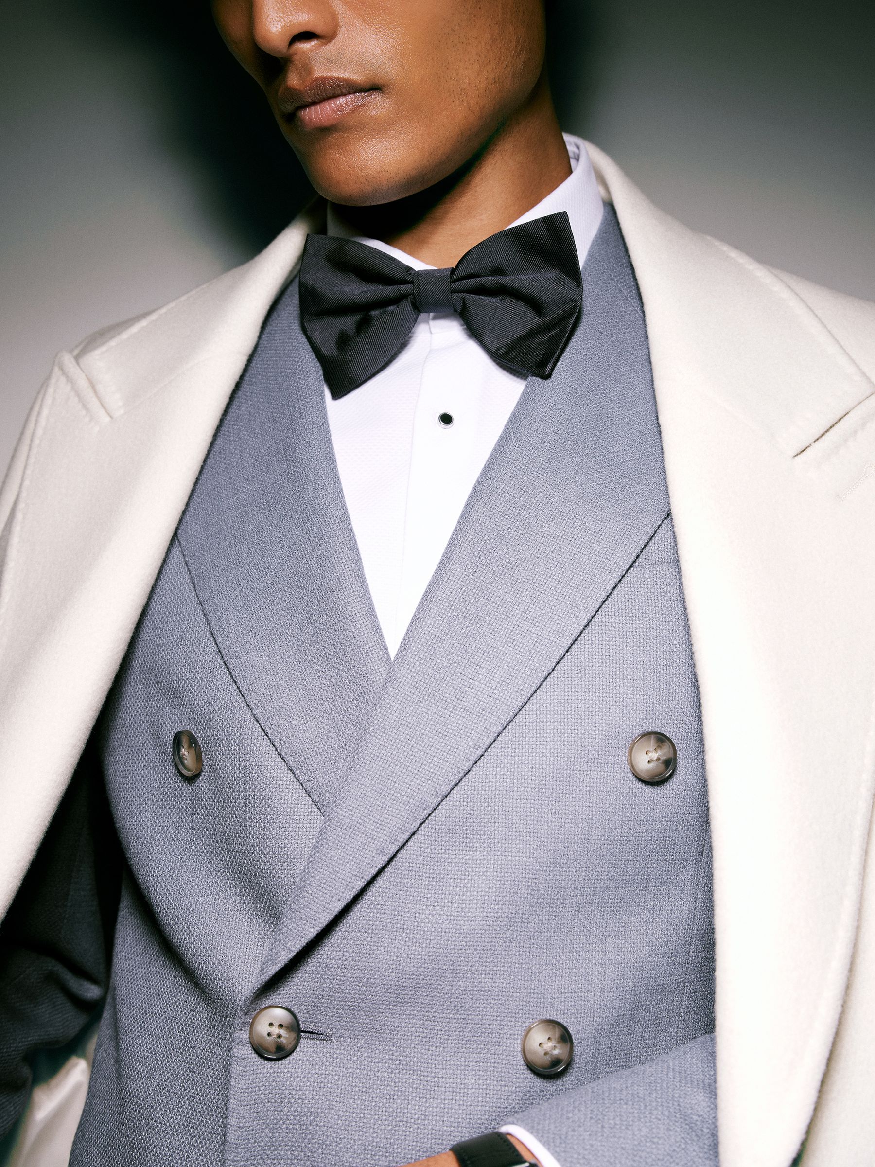 Slim-Fit Double-Breasted Blazer Wool-Blend in Airforce Blue