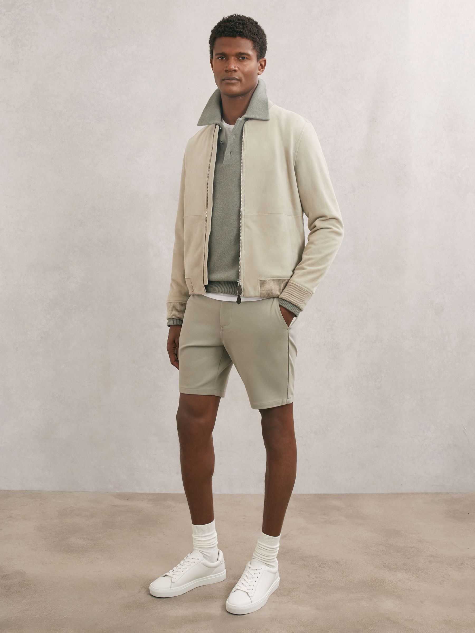 Paige Slim-Fit Stretch Shorts in Navy