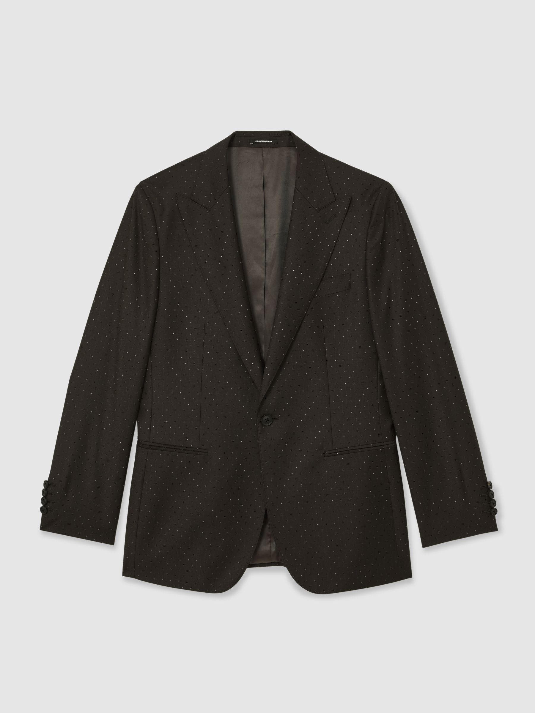 Single-Breasted Polka-Dot Blazer Tailored-Fit Wool-Blend in Brown