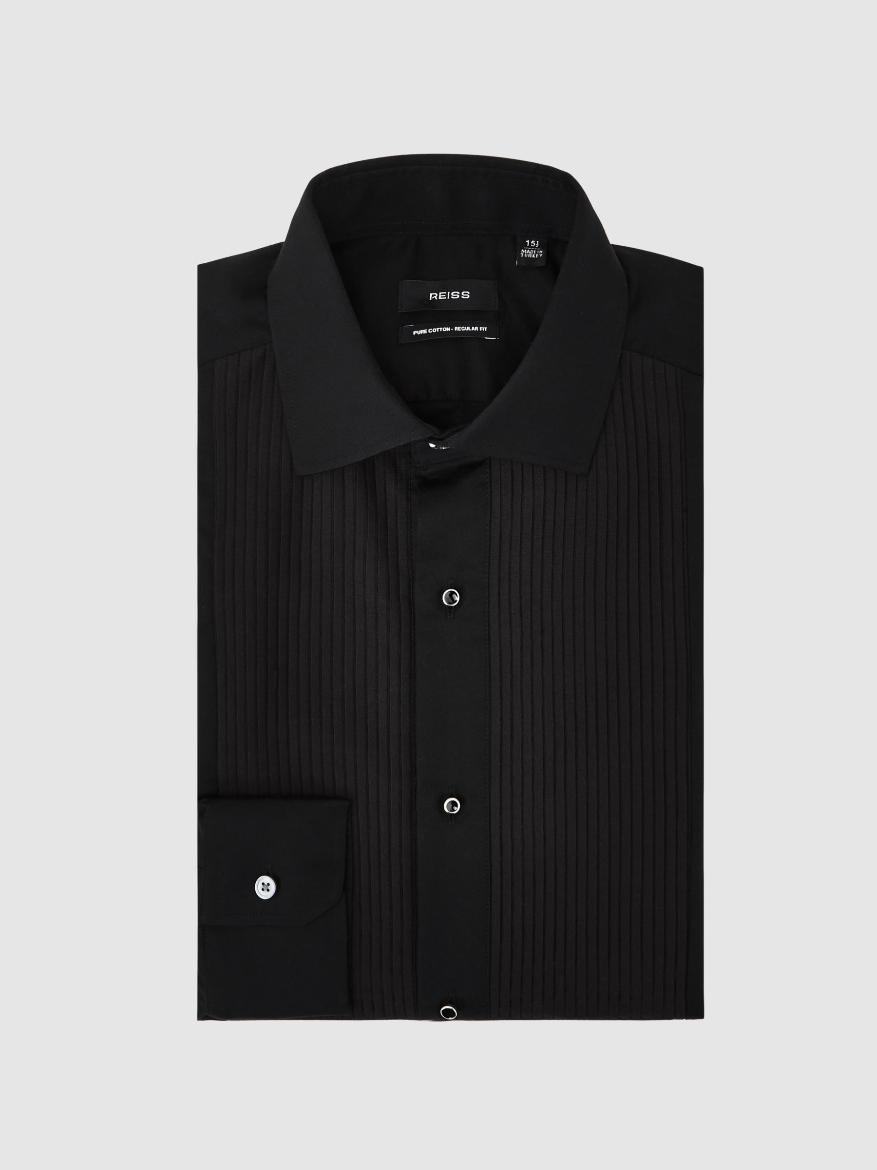 Regular Fit Cotton Dinner Shirt in Black