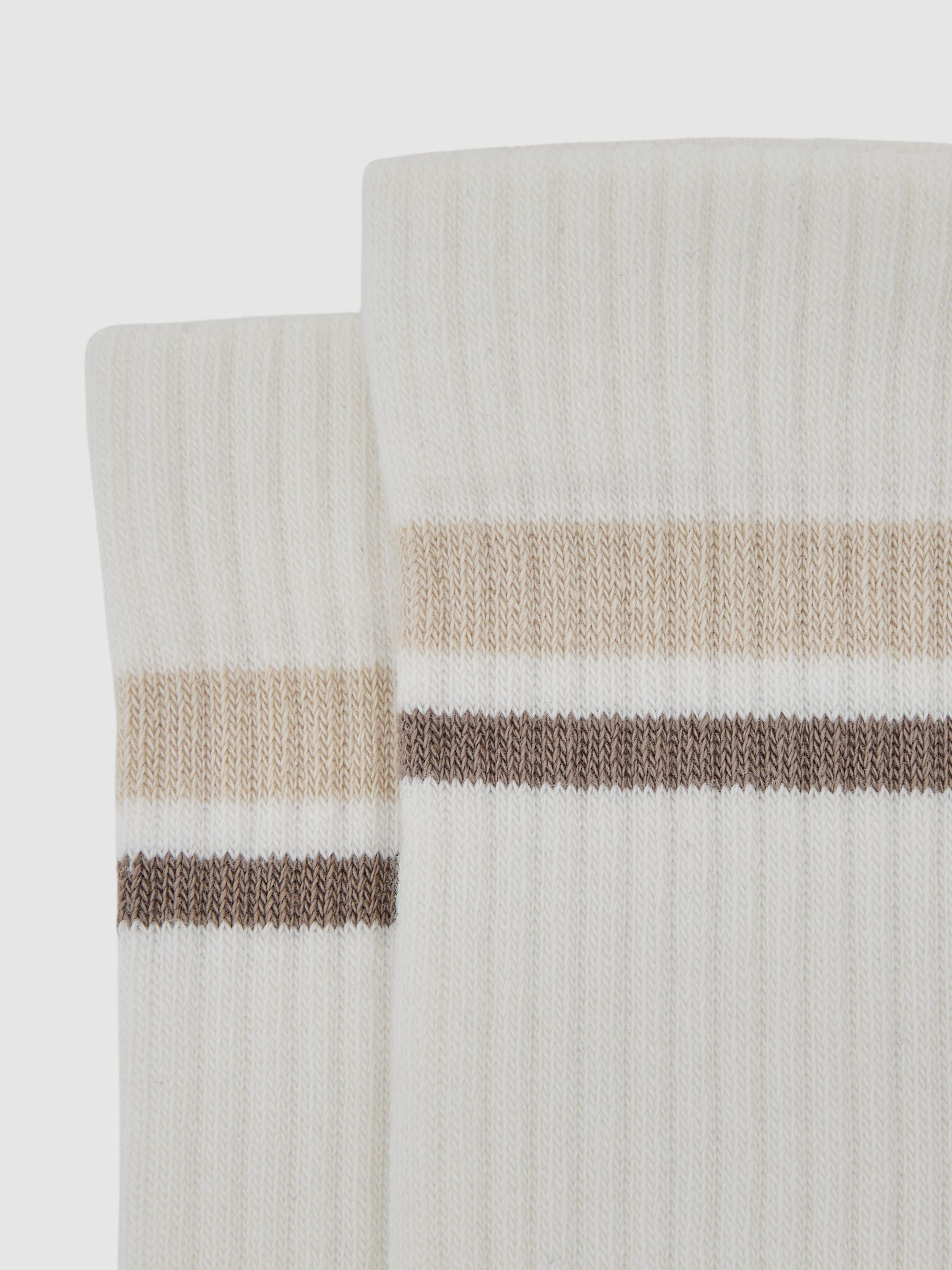 Cotton-Blend Double-Stripe Socks in Neutral