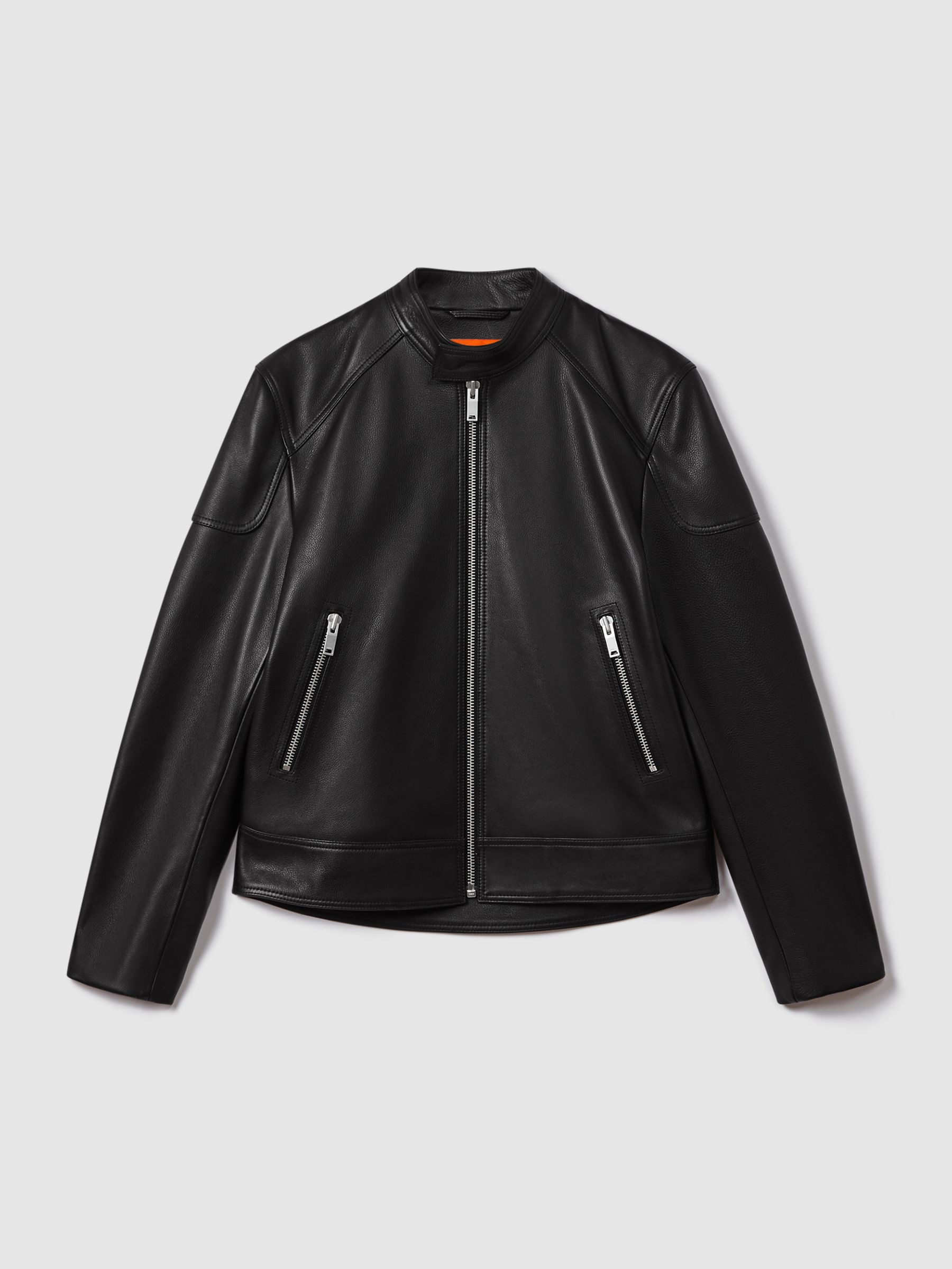 McLaren F1 Embossed Leather Jacket in Black