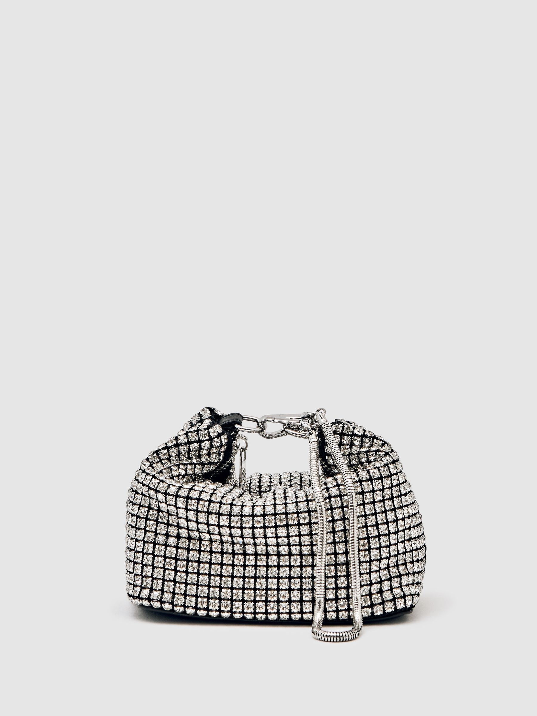 Crystal Pouch Bag in Silver