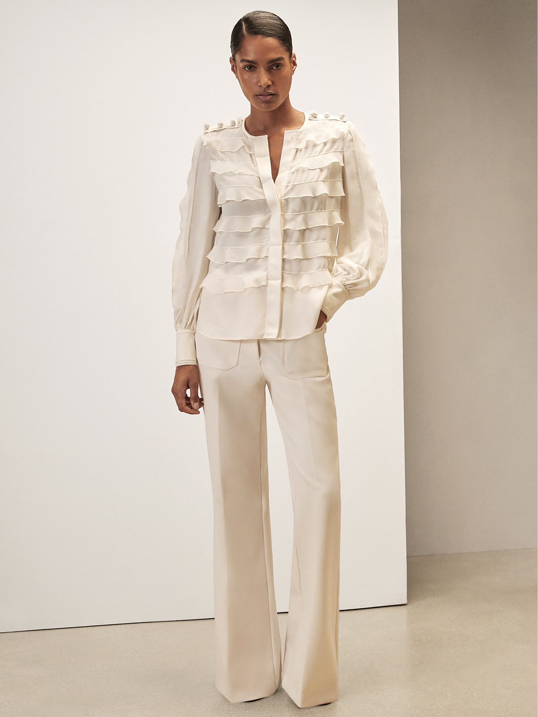 Reiss | Royal Ballet Ruffle Blouse in Cream