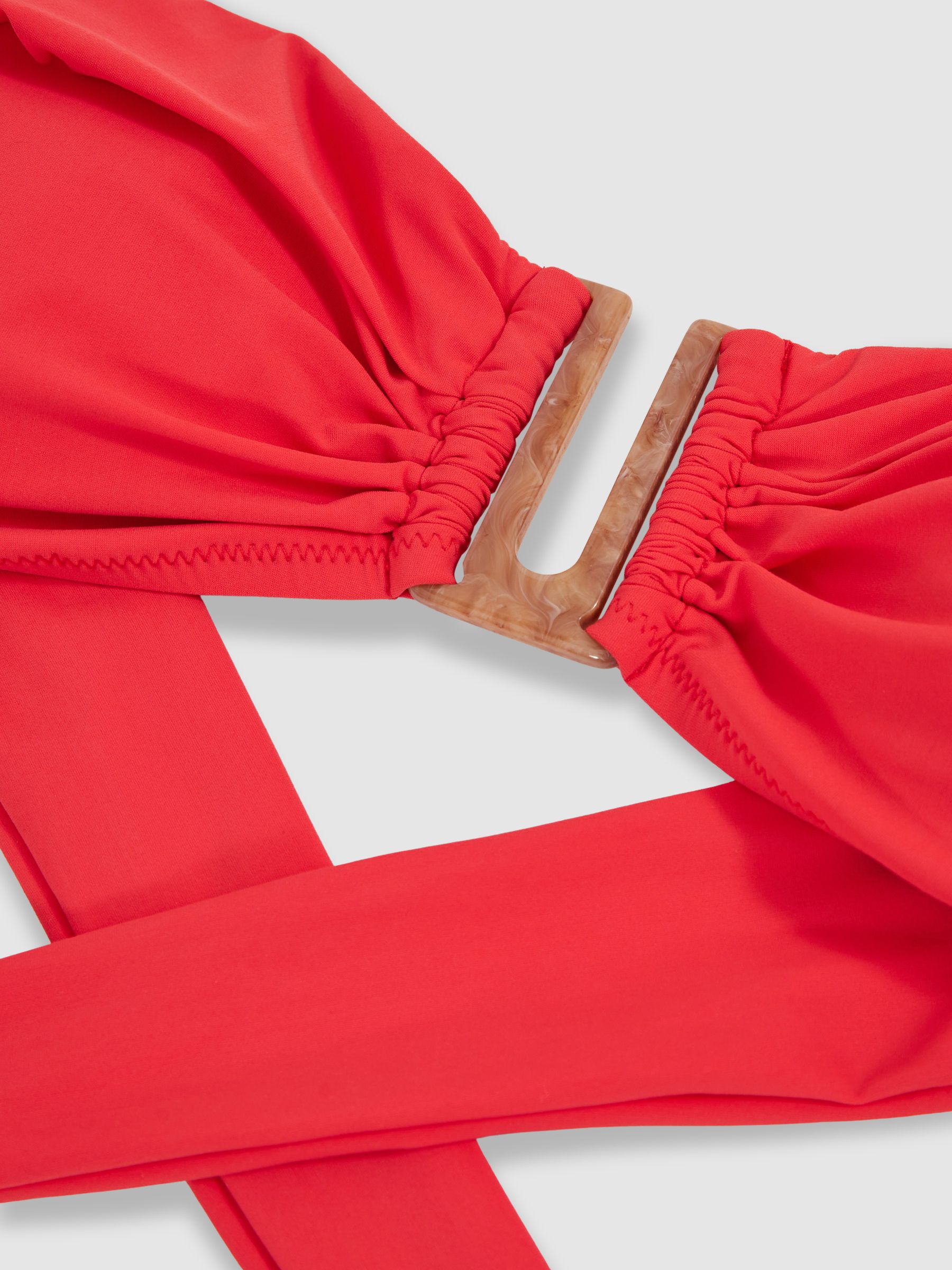 Removable Strap Bandeau Bikini Top in Coral Red