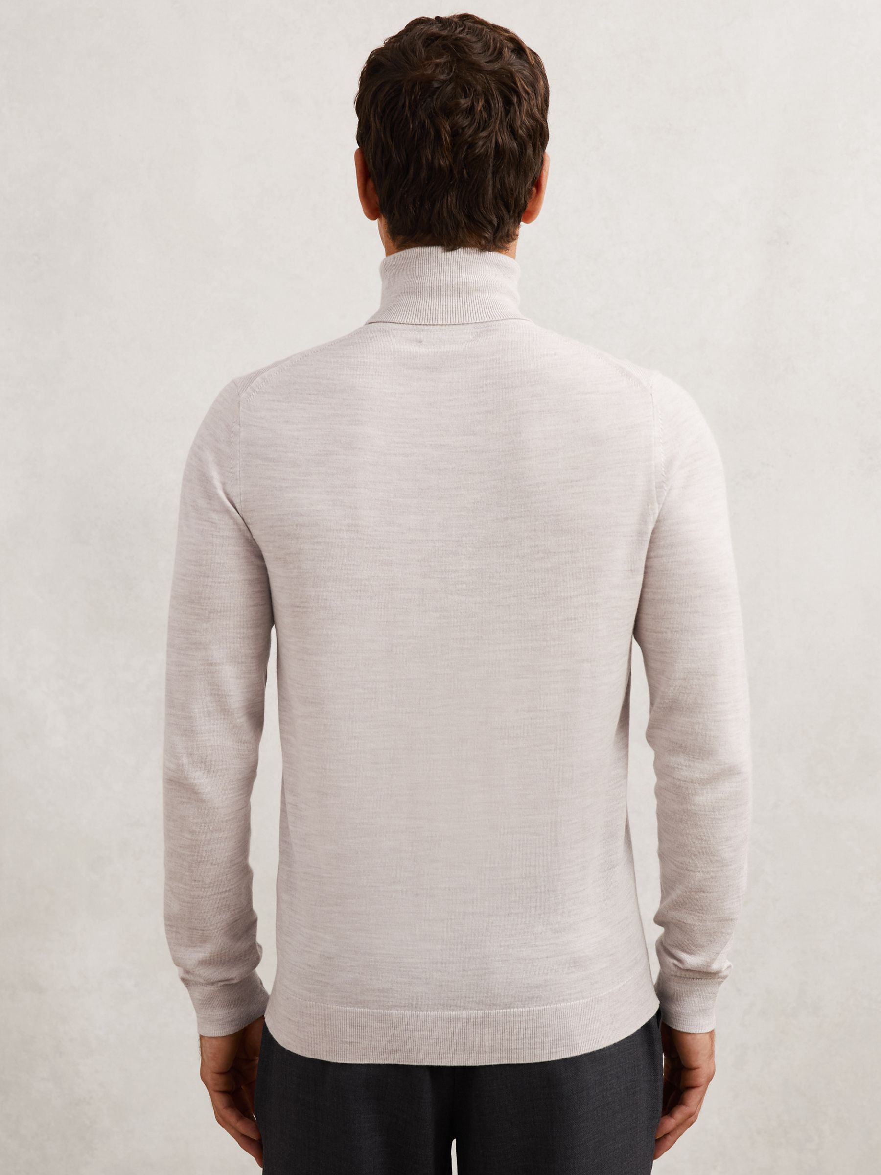 Merino Wool Roll-Neck Jumper in Wicker Brown Melange