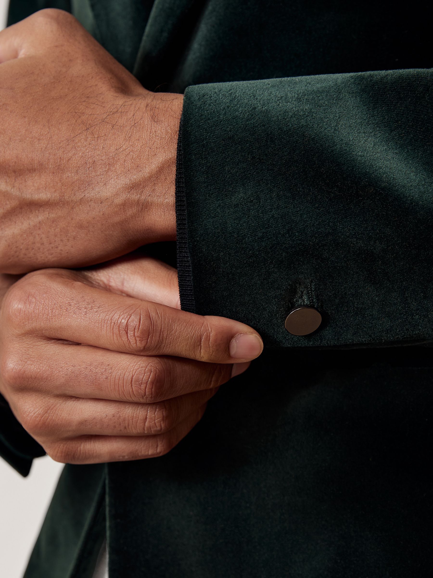 Single-Breasted Velvet Blazer Slim-Fit in Emerald Green