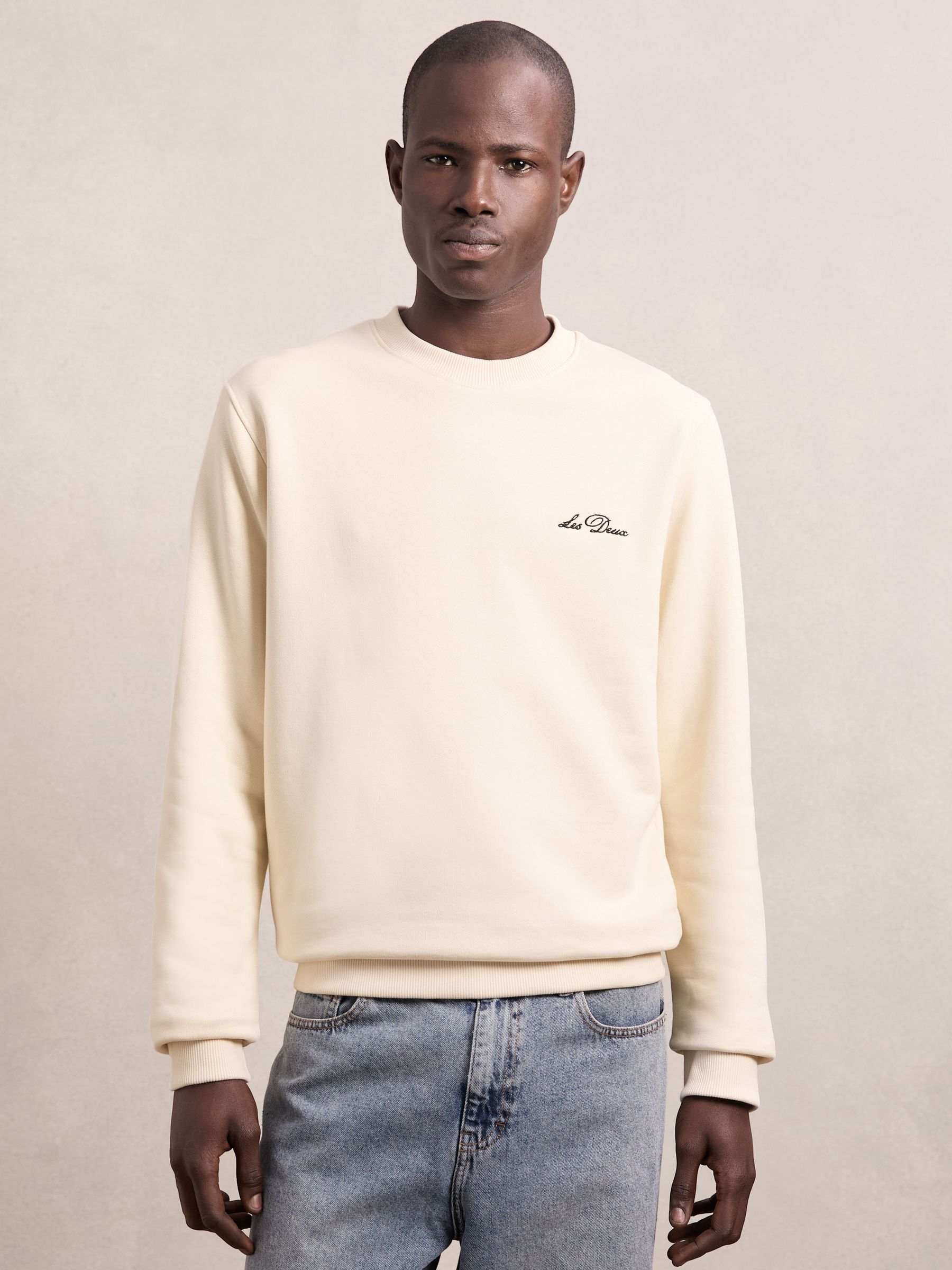 Les Deux Cotton Printed Sweatshirt in Ivory