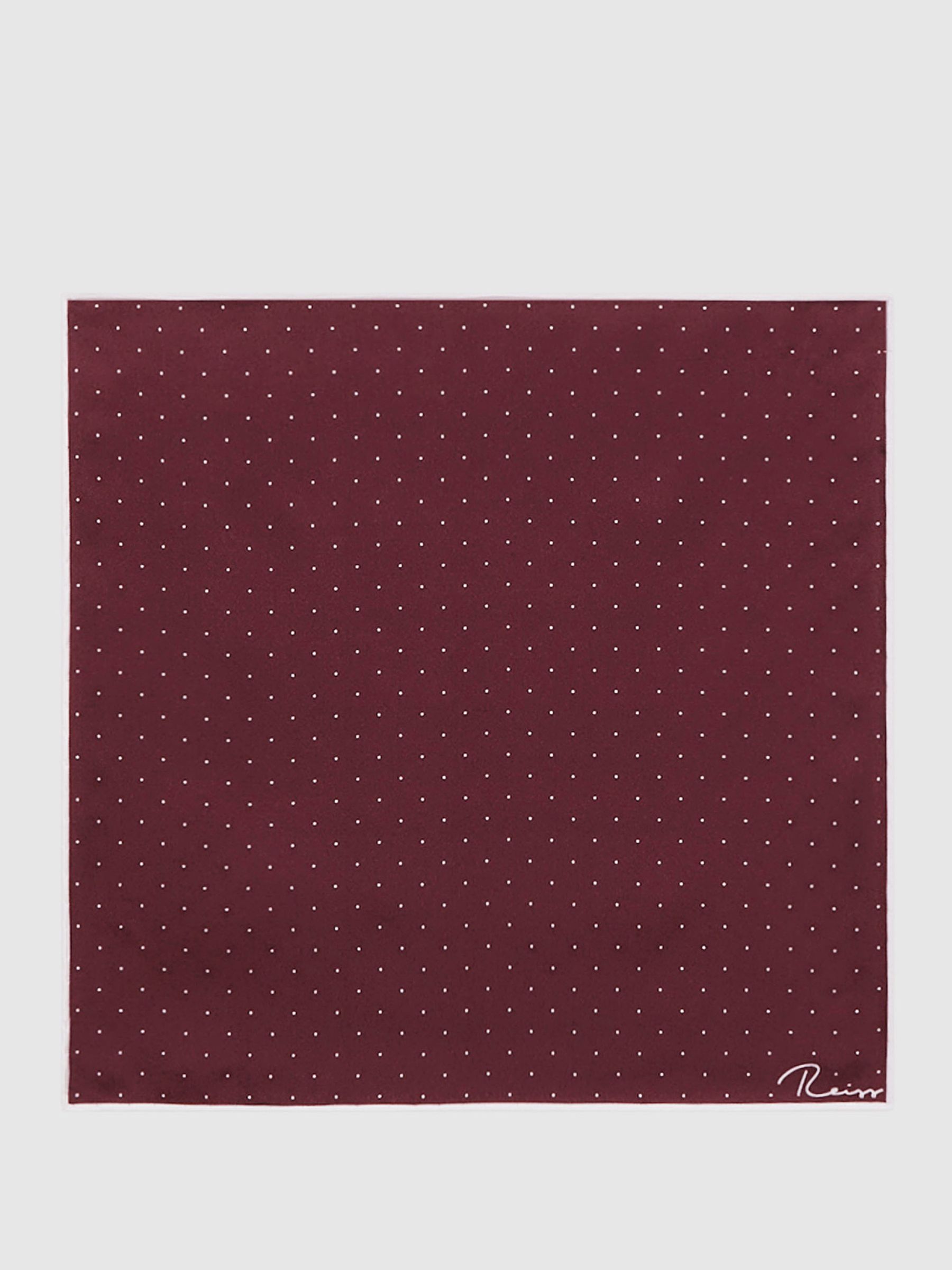 Polka Dot Silk Pocket Square in Burgundy