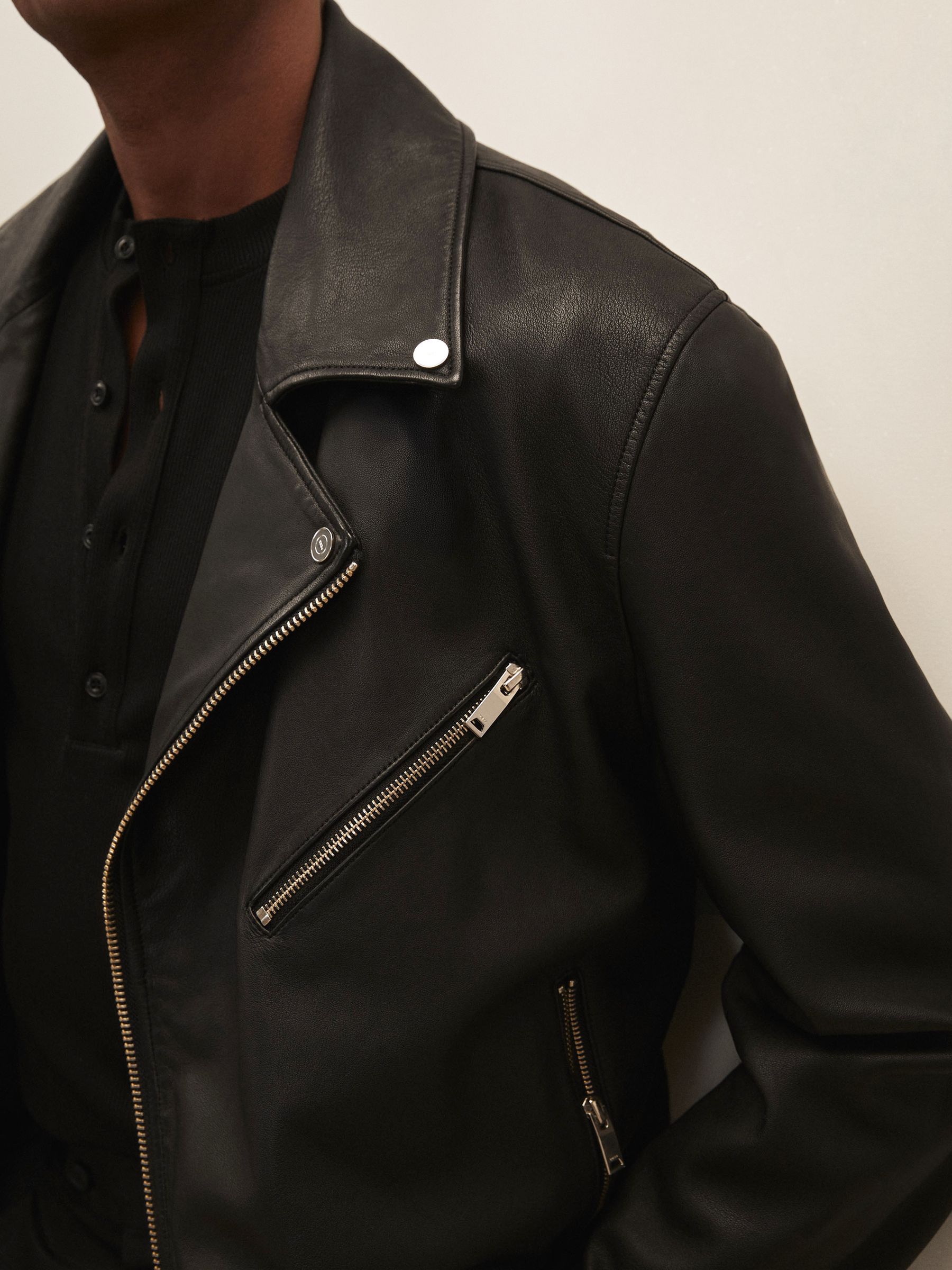 Reiss | Royal Ballet Leather Jacket in Black