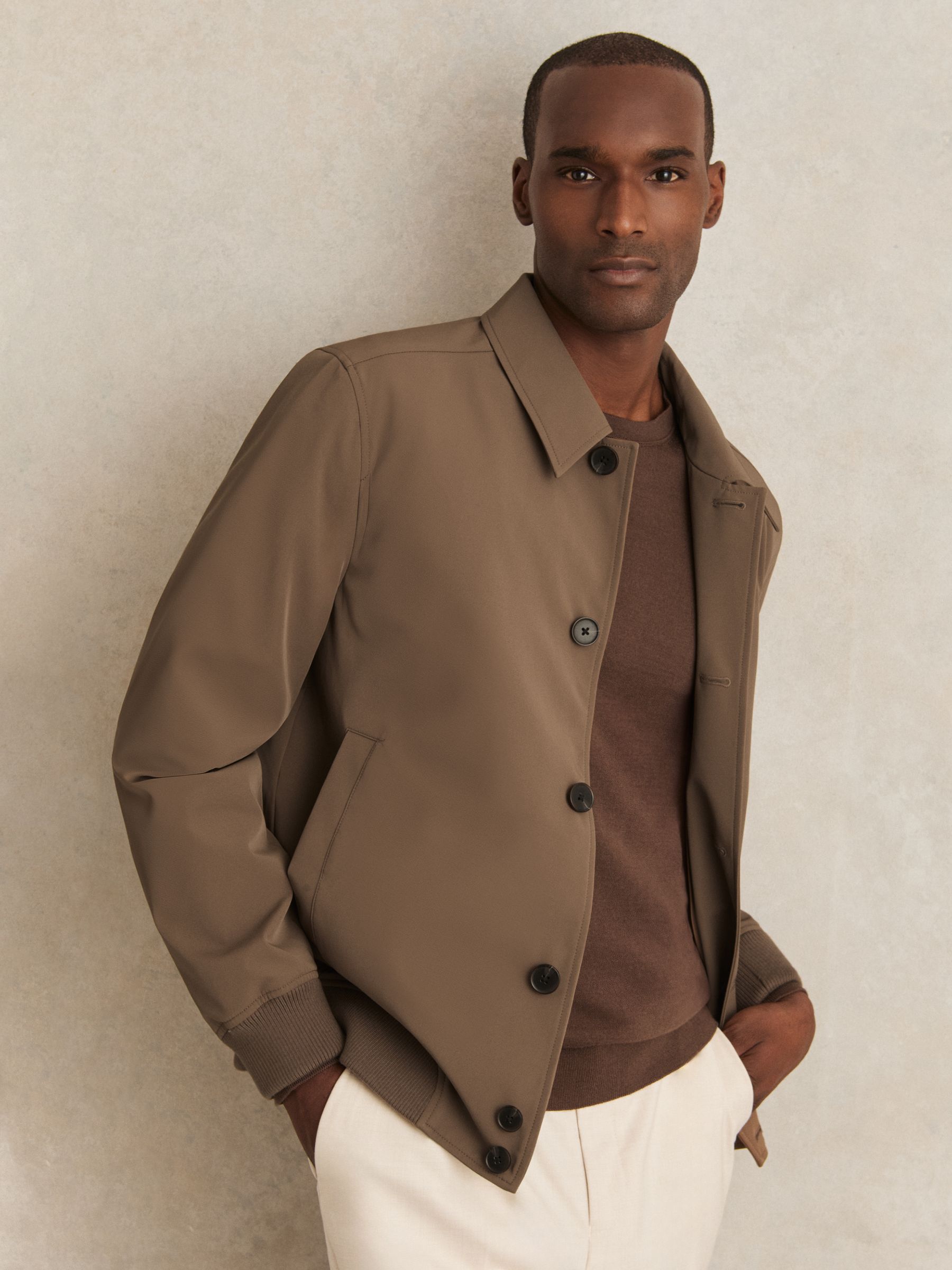 Technical Button Through Jacket in Chestnut Brown