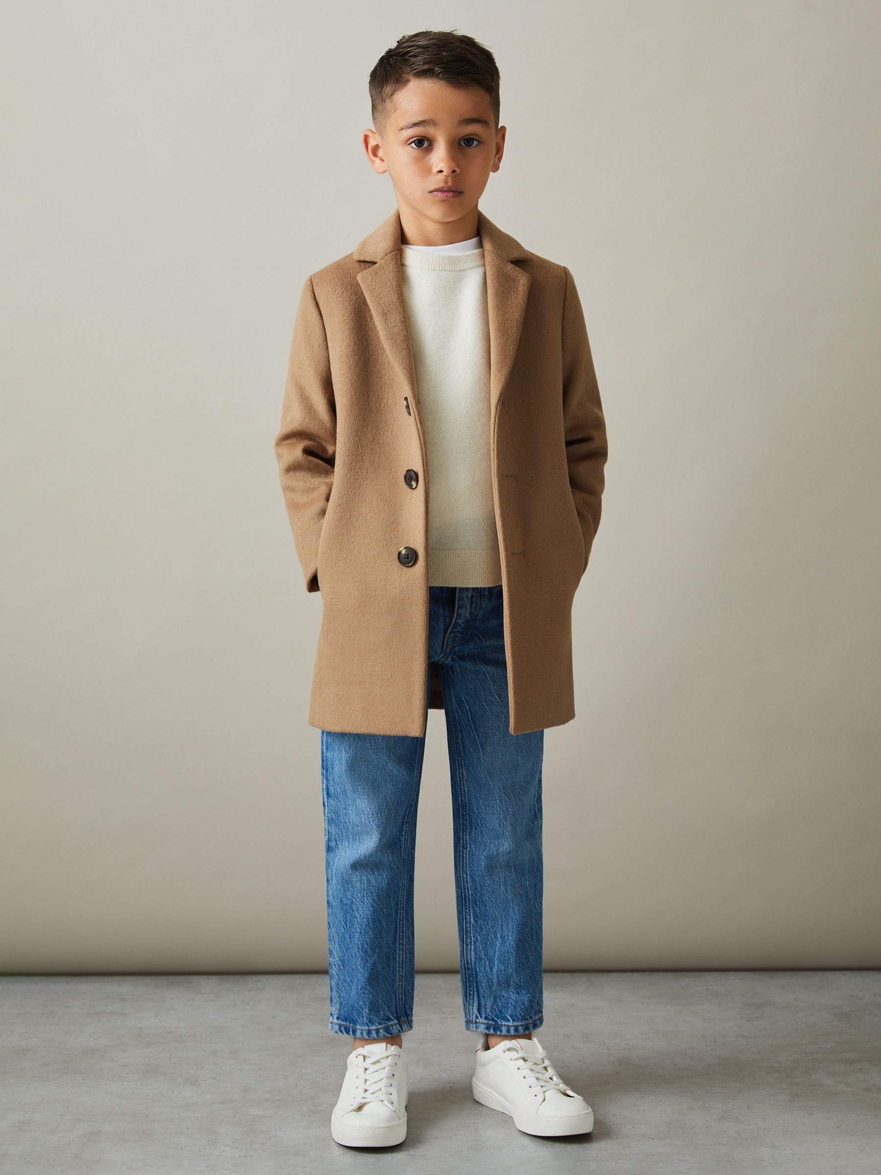 13-14 yrs Single Breasted Overcoat in Camel