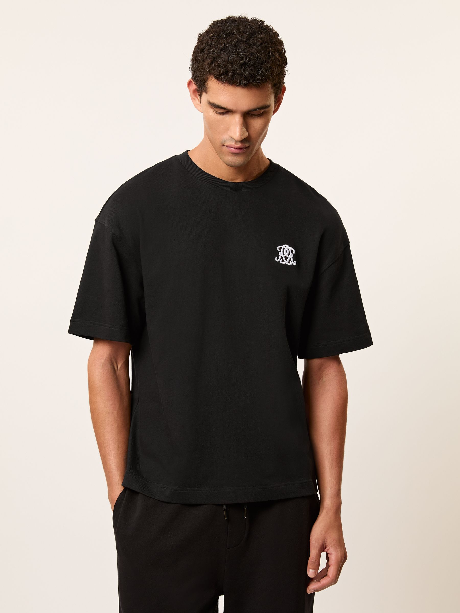 Monogram Cotton Oversized T-Shirt in Black