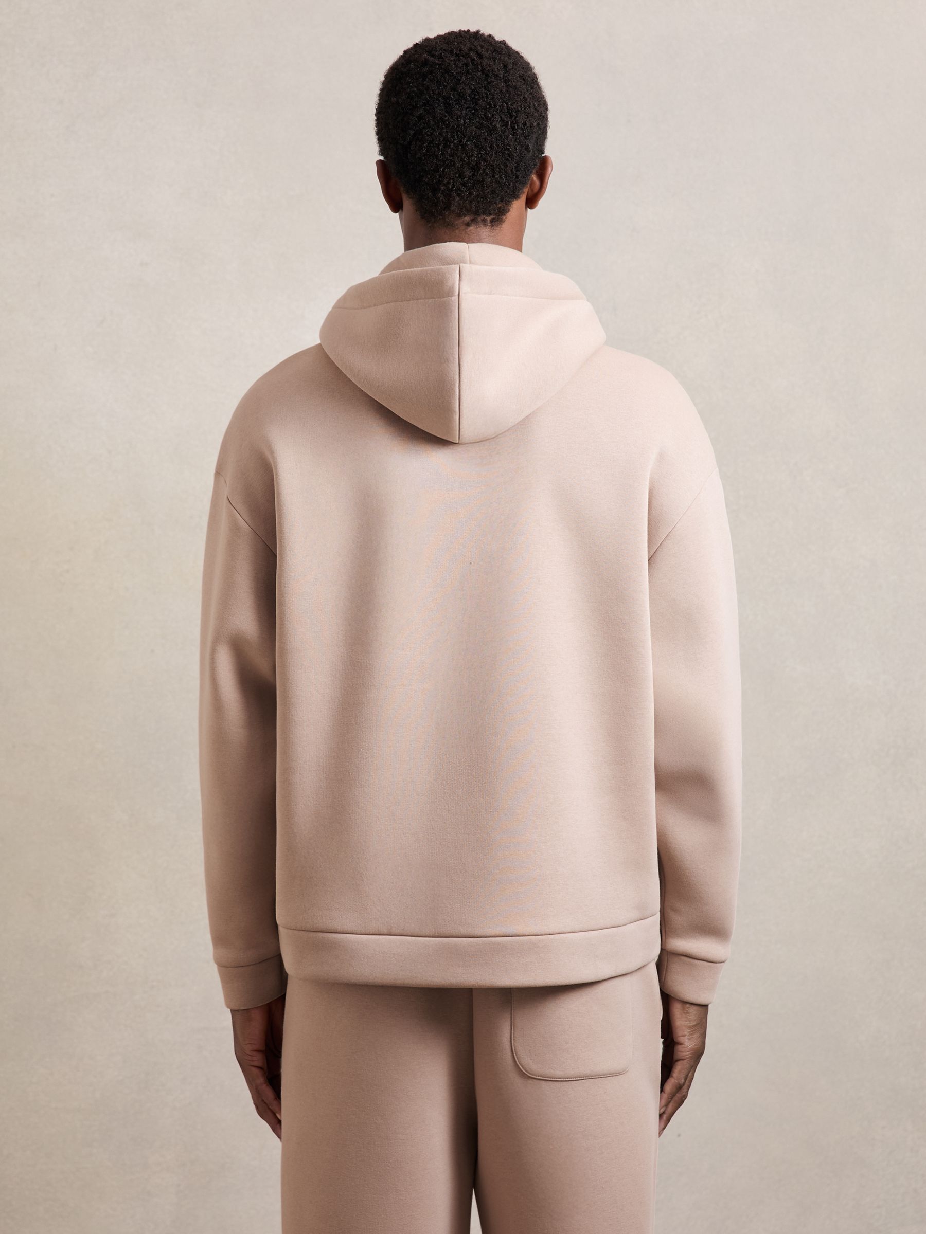 Cotton-Blend Fleece-Back Hoodie in Pink