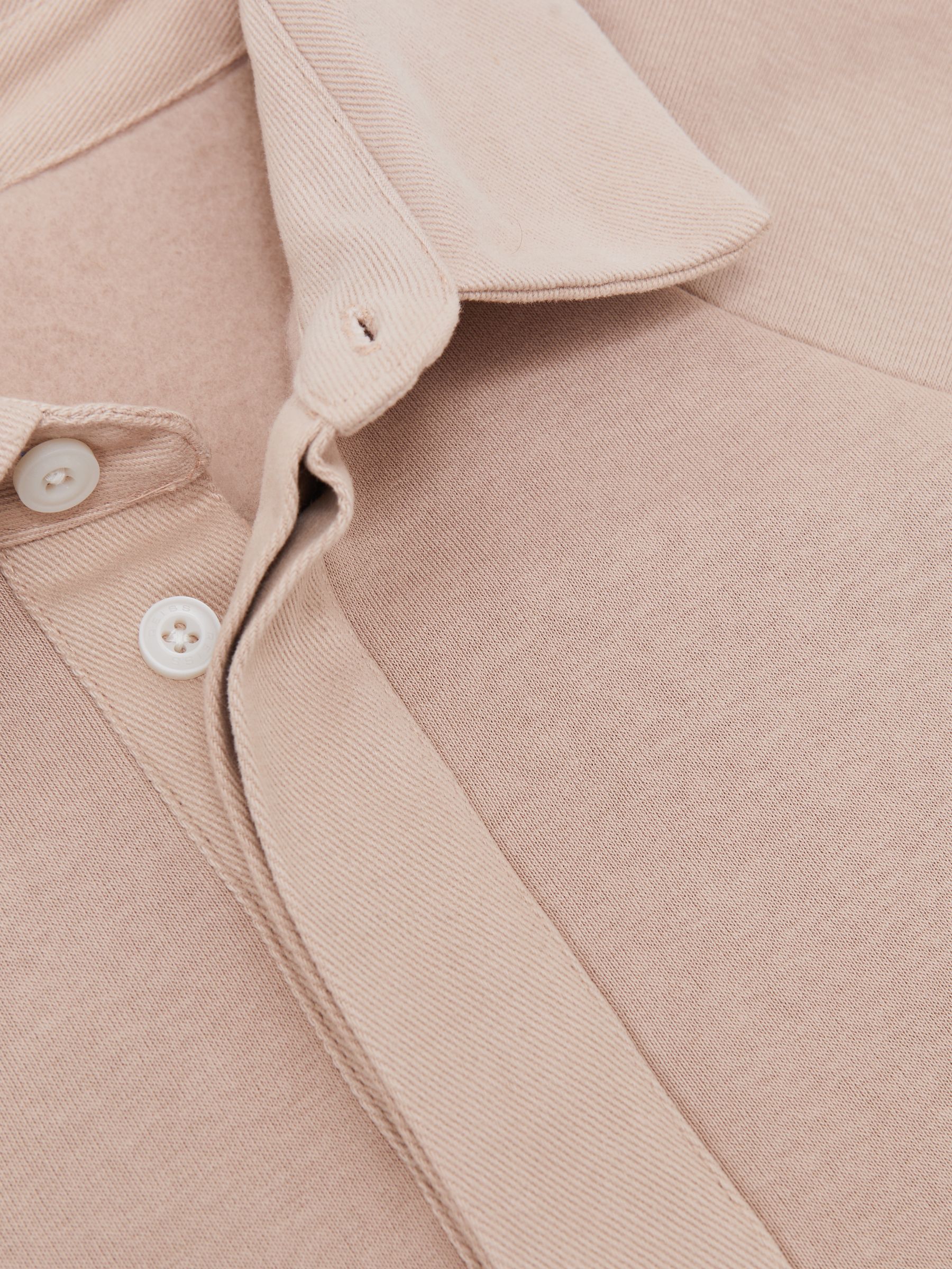 Cotton-Blend Fleece-Back Polo Shirt in Pink