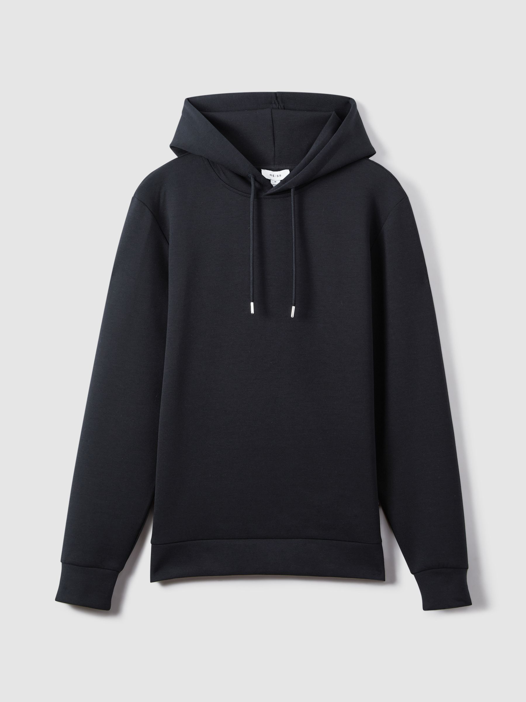 Interlock Jersey Drawstring Hoodie in Navy Blue