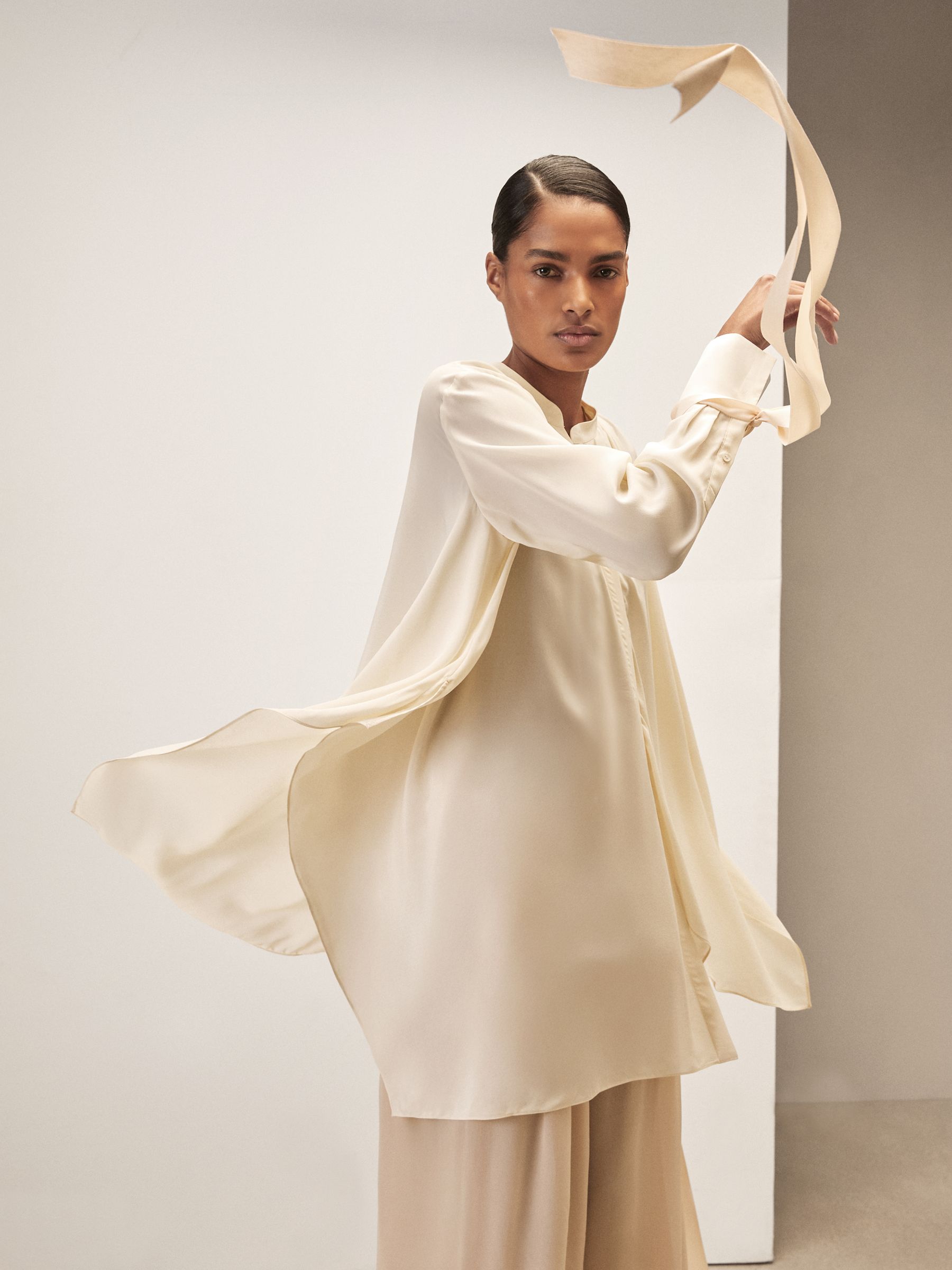 Reiss | Royal Ballet Tie-Cuff Blouse in Cream
